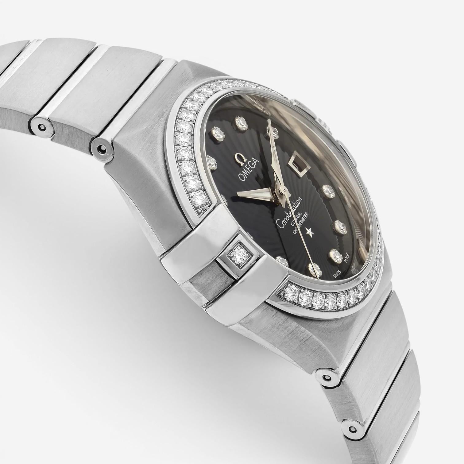 Omega Constellation 18K White Gold Diamond Automatic Ladies Watch 123.55.31.20.5 — view 3