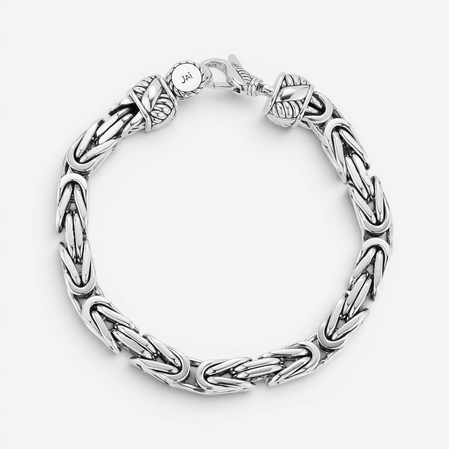 JAI Sterling Silver Byzantine Men's Chain Bracelet JJH1032MB