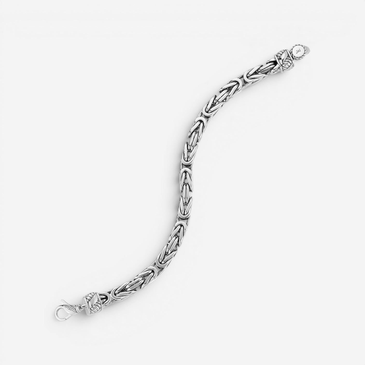 JAI Sterling Silver Byzantine Men's Chain Bracelet JJH1032MB — view 2