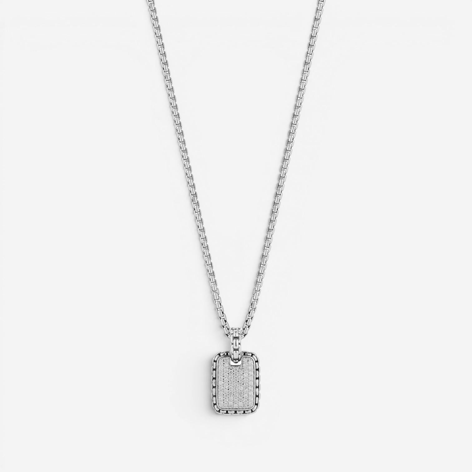 JAI Sterling Silver Diamond Pave Men's Pendant Necklace JJH3041MP-DI