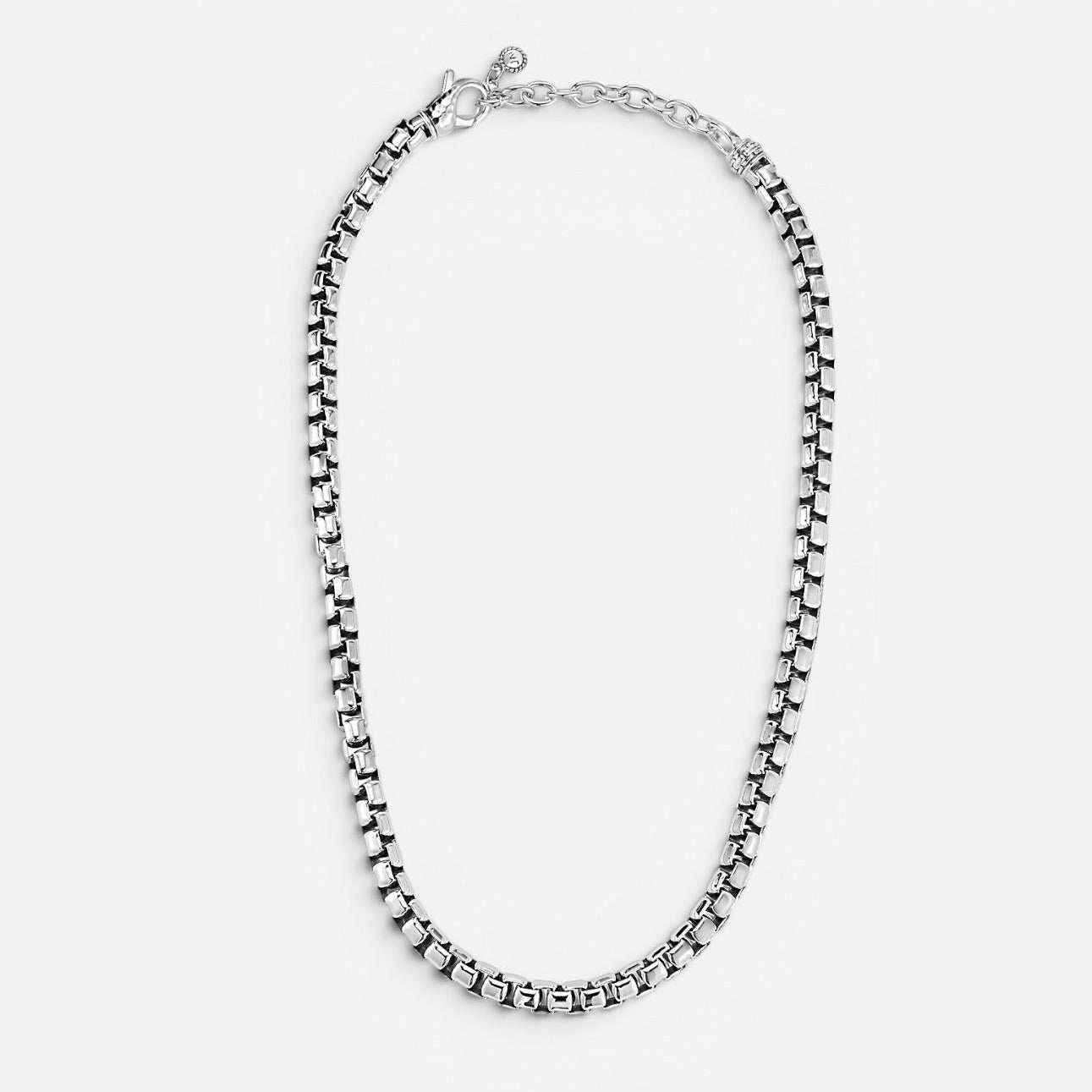 JAI Sterling Silver Box Chain Men's Necklace JJH1004MN