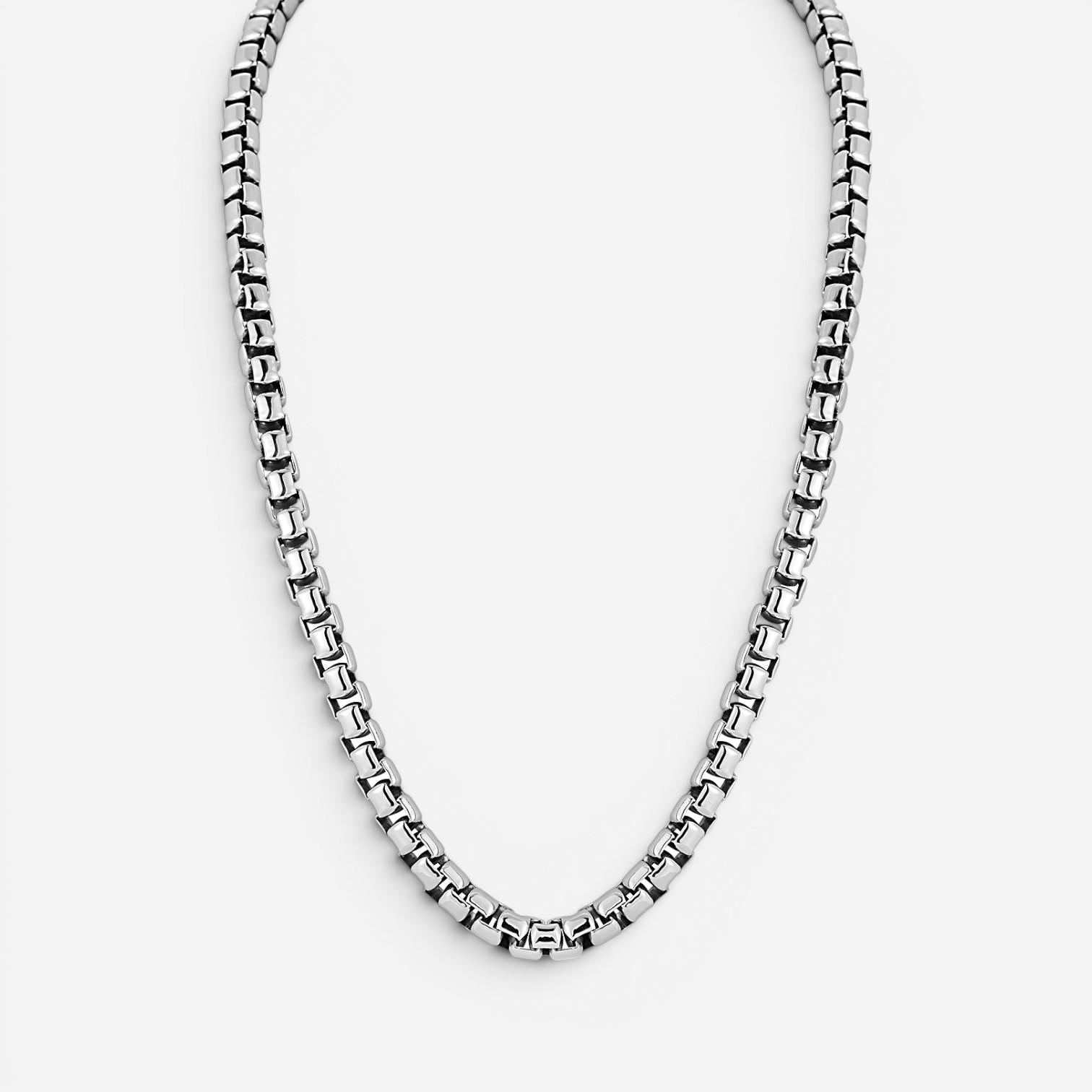 JAI Sterling Silver Box Chain Men's Necklace JJH1004MN — view 2