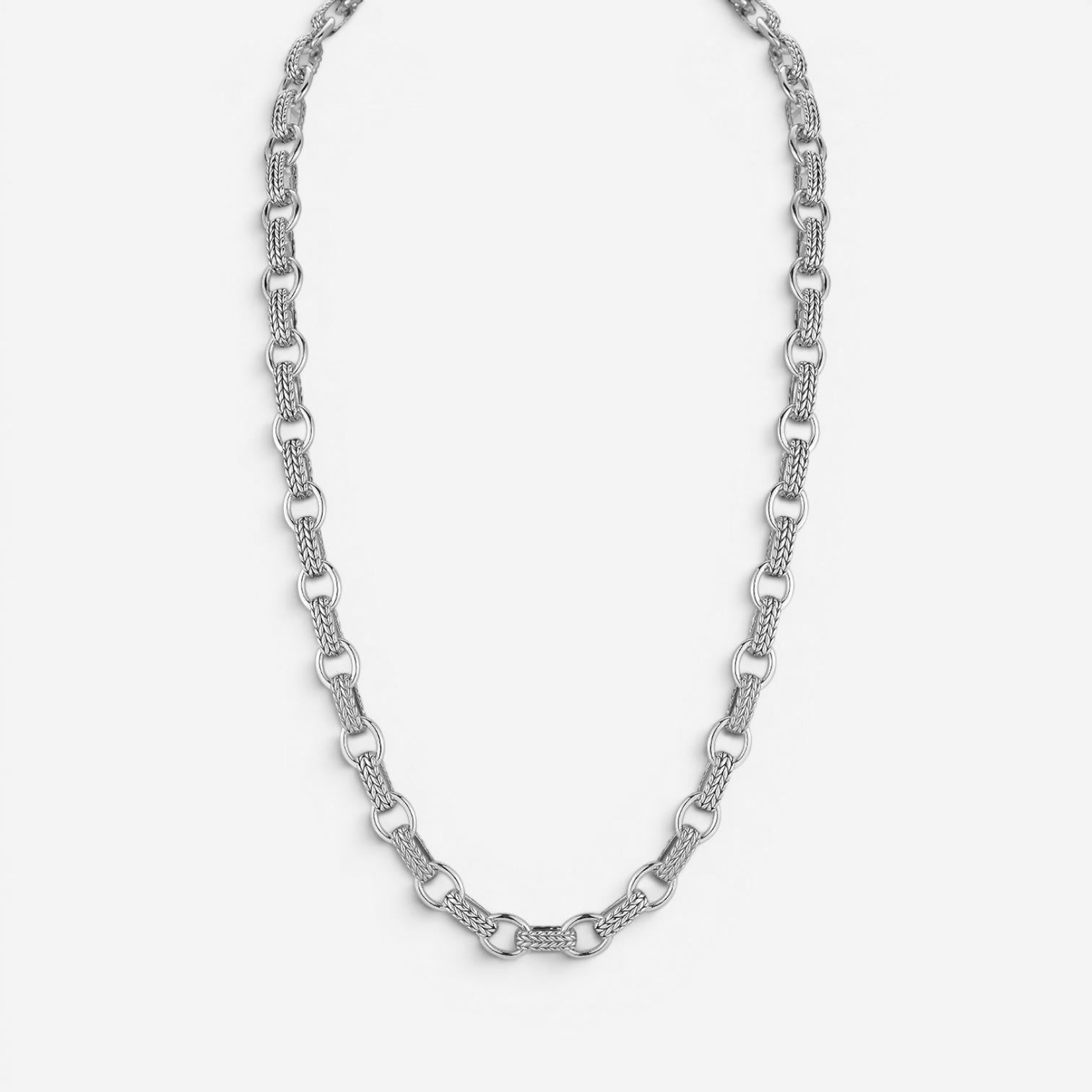 JAI Sterling Silver Textured Men's Link Necklace JJH3040MN — view 2