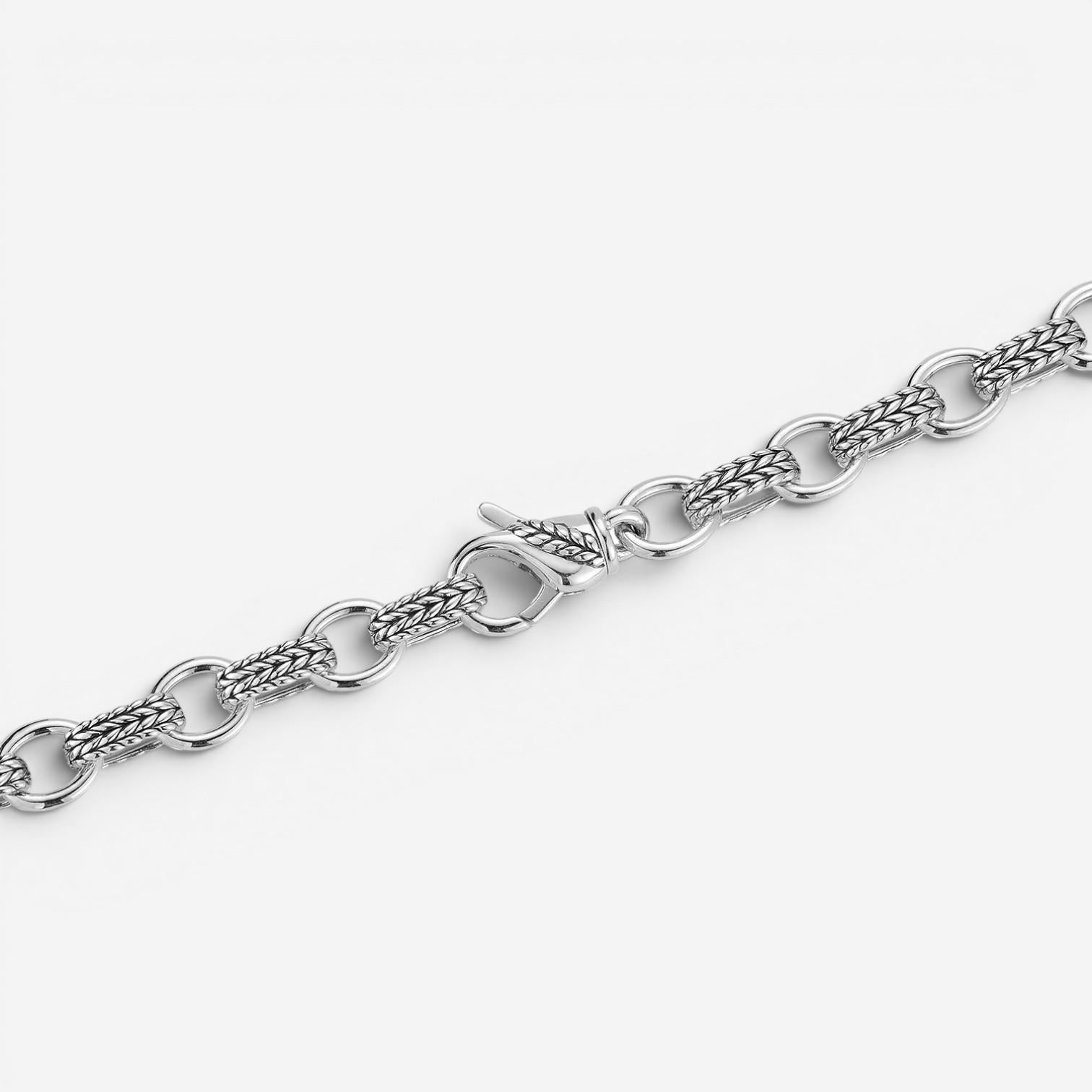 JAI Sterling Silver & 14K Yellow Gold Textured Men's Link Necklace JJH3040MNG — view 3