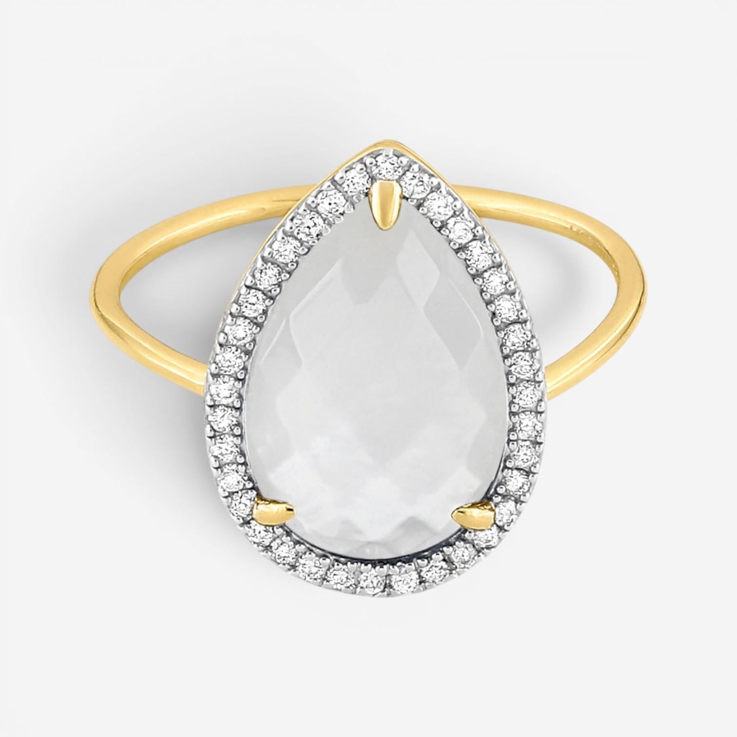 Morganne Bello Alma 18K Yellow Gold Mother of Pearl & Diamond Ring 8031YP111D