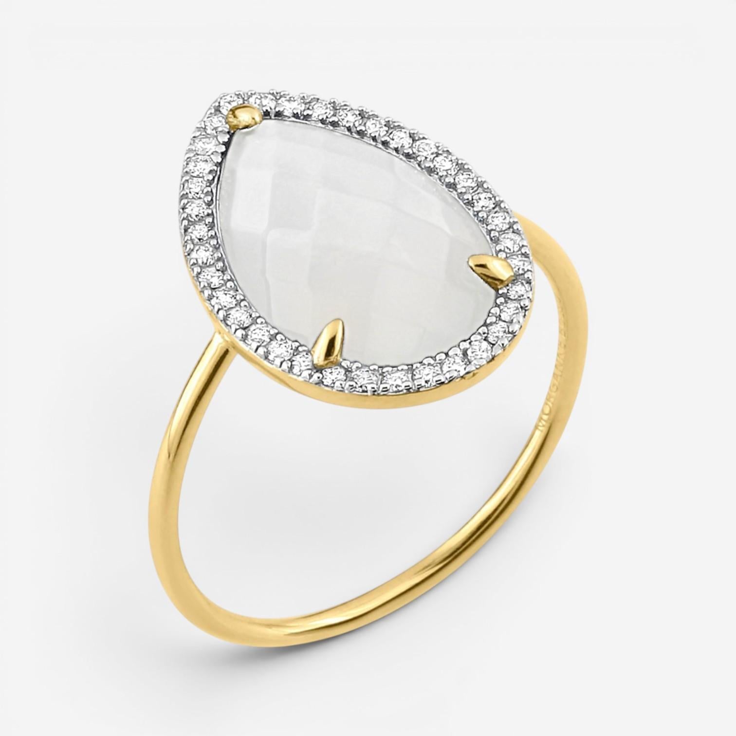 Morganne Bello Alma 18K Yellow Gold Mother of Pearl & Diamond Ring 8031YP111D — view 4