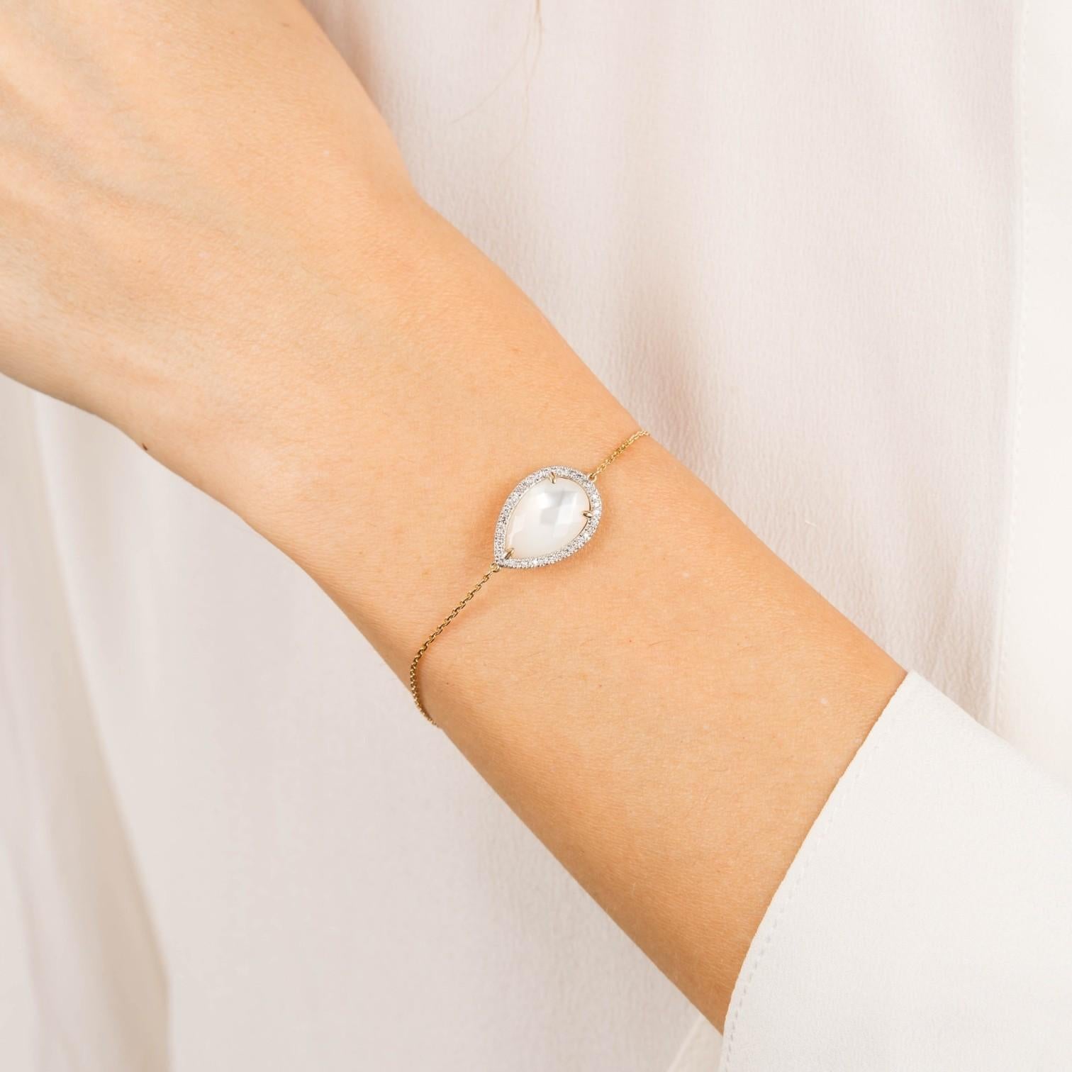 Morganne Bello Alma 18K Yellow Gold Mother of Pearl & Diamond Bracelet 8032YP111 — view 2