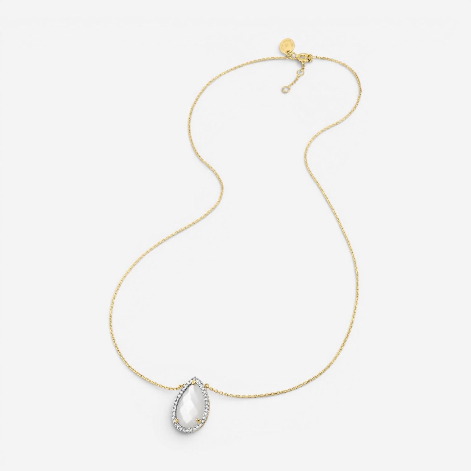 Morganne Bello Alma 18K Yellow Gold Mother of Pearl & Diamond Heart Pendant Necklace 8033YP111D — view 3