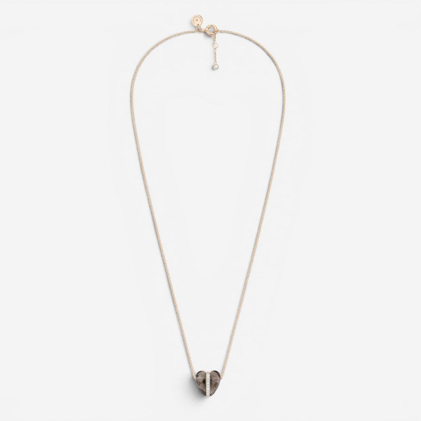 Morganne Bello Infinite Love 18K Rose Gold Quartz & Diamond Heart Pendant Necklace 43PL120D