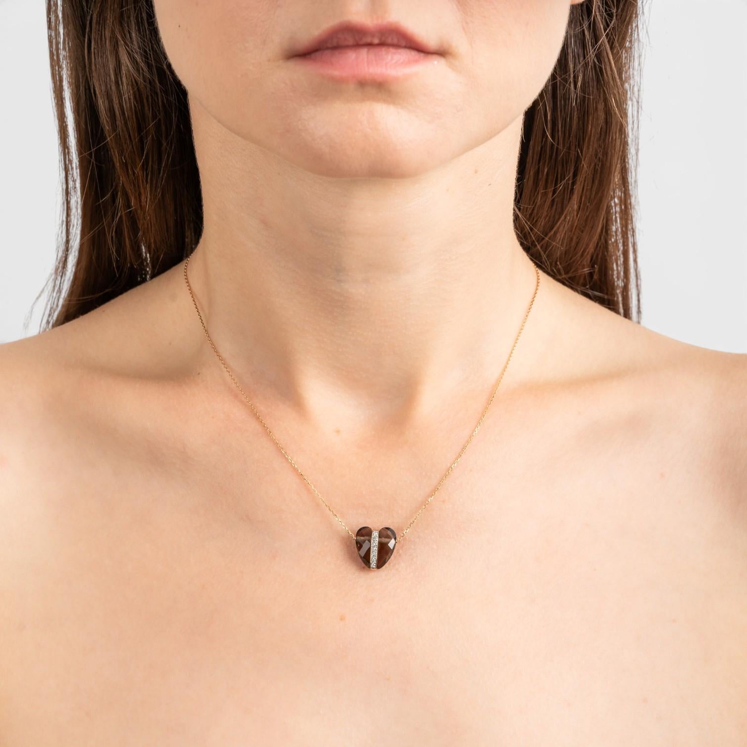 Morganne Bello Infinite Love 18K Rose Gold Quartz & Diamond Heart Pendant Necklace 43PL120D — view 2