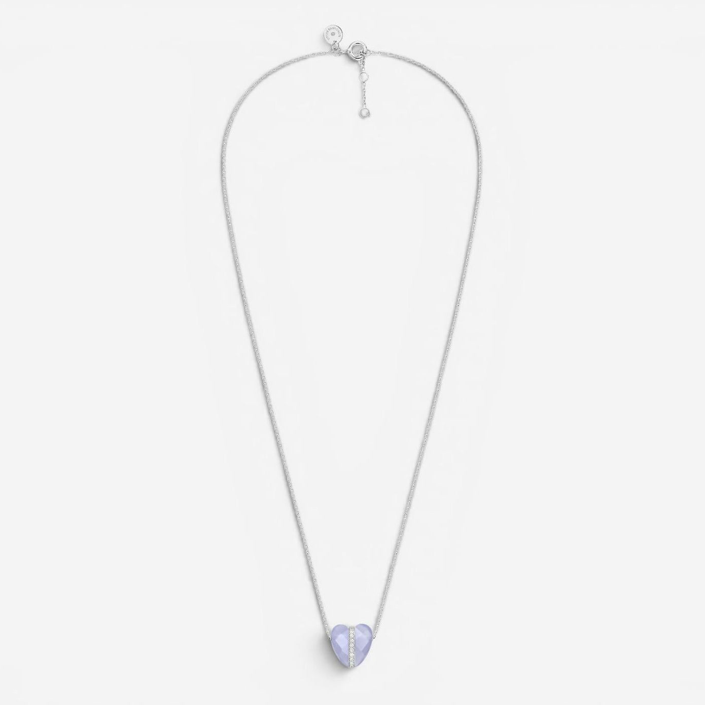 Morganne Bello Infinite Love 18K White Gold Blue Chalcedony & Diamond Heart Pendant Necklace 43WL