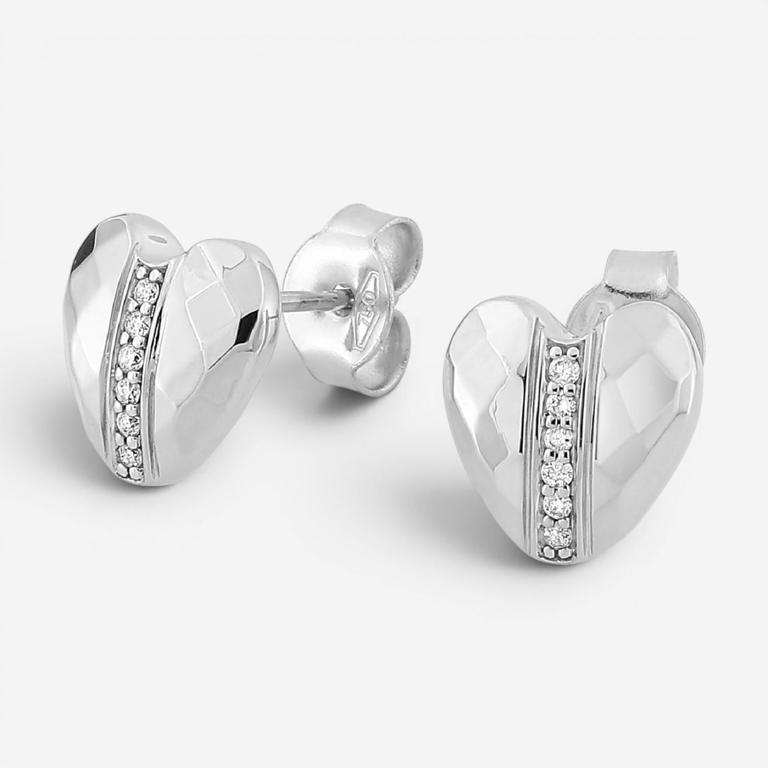 Morganne Bello Infinite Love 18K White Gold Diamond Heart Stud Earrings 49WL129D