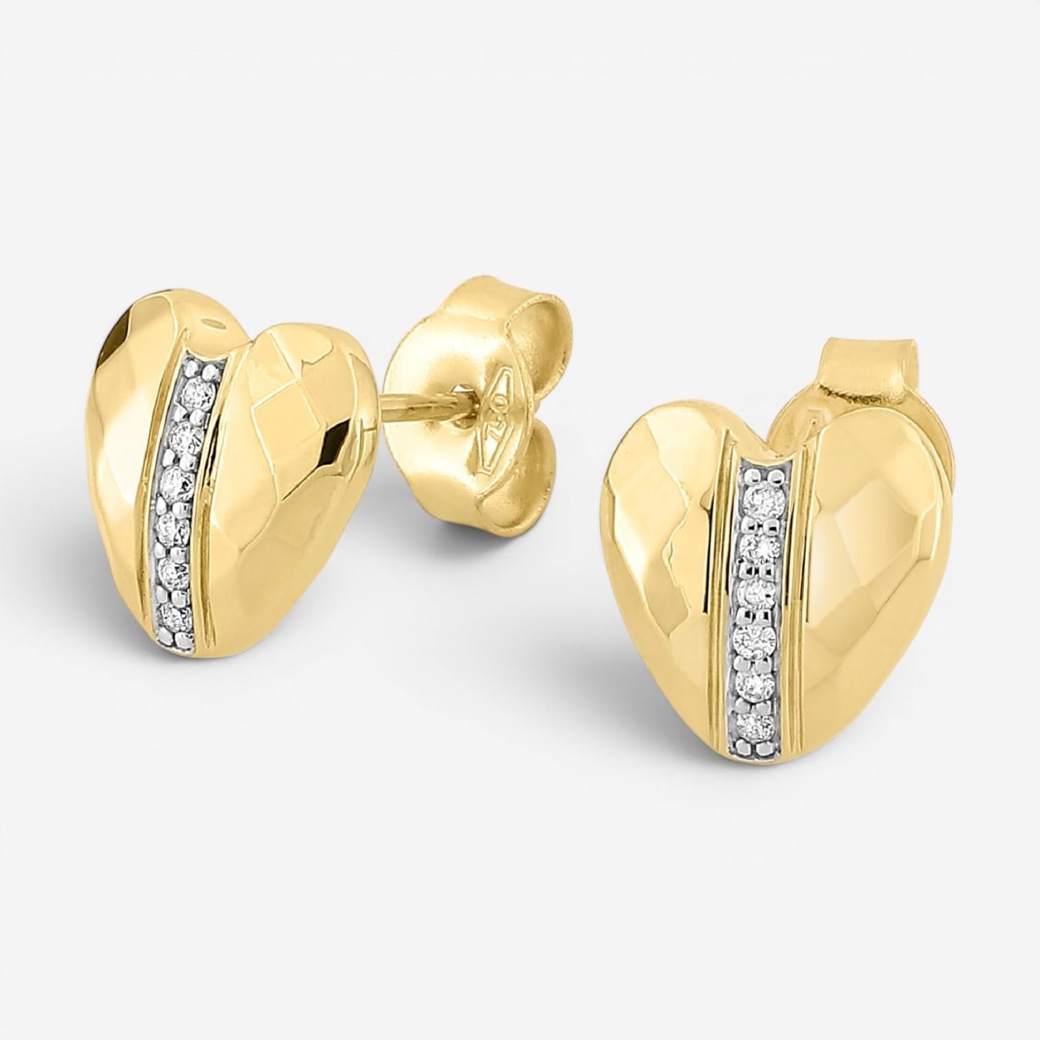 Morganne Bello Infinite Love 18K Yellow Gold Diamond Heart Stud Earrings 49YL128D