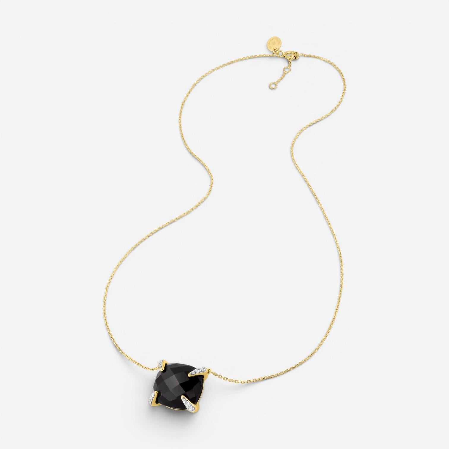 Morganne Bello Friandise 18K Yellow Gold Onyx & Diamond Pendant Necklace 1013YA1 — view 3