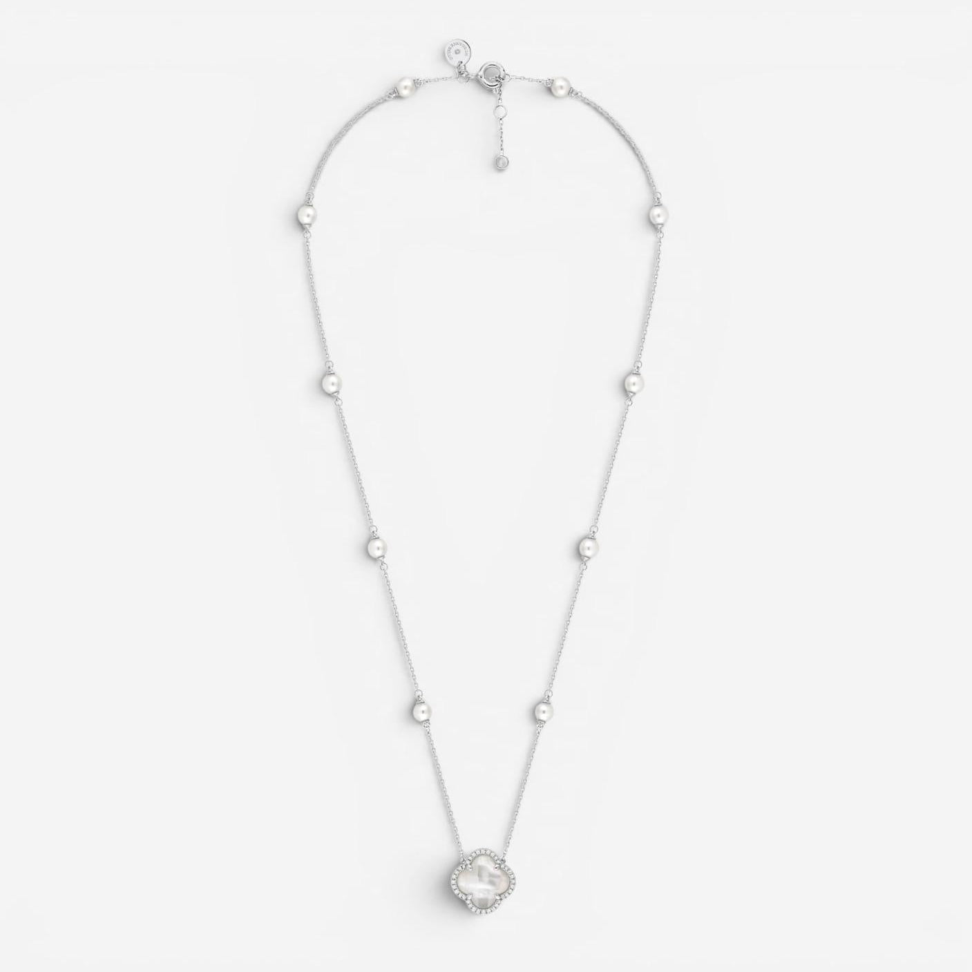 Morganne Bello Victoria Pearls 18K White Gold Pearl & Diamond Necklace 3063WB111