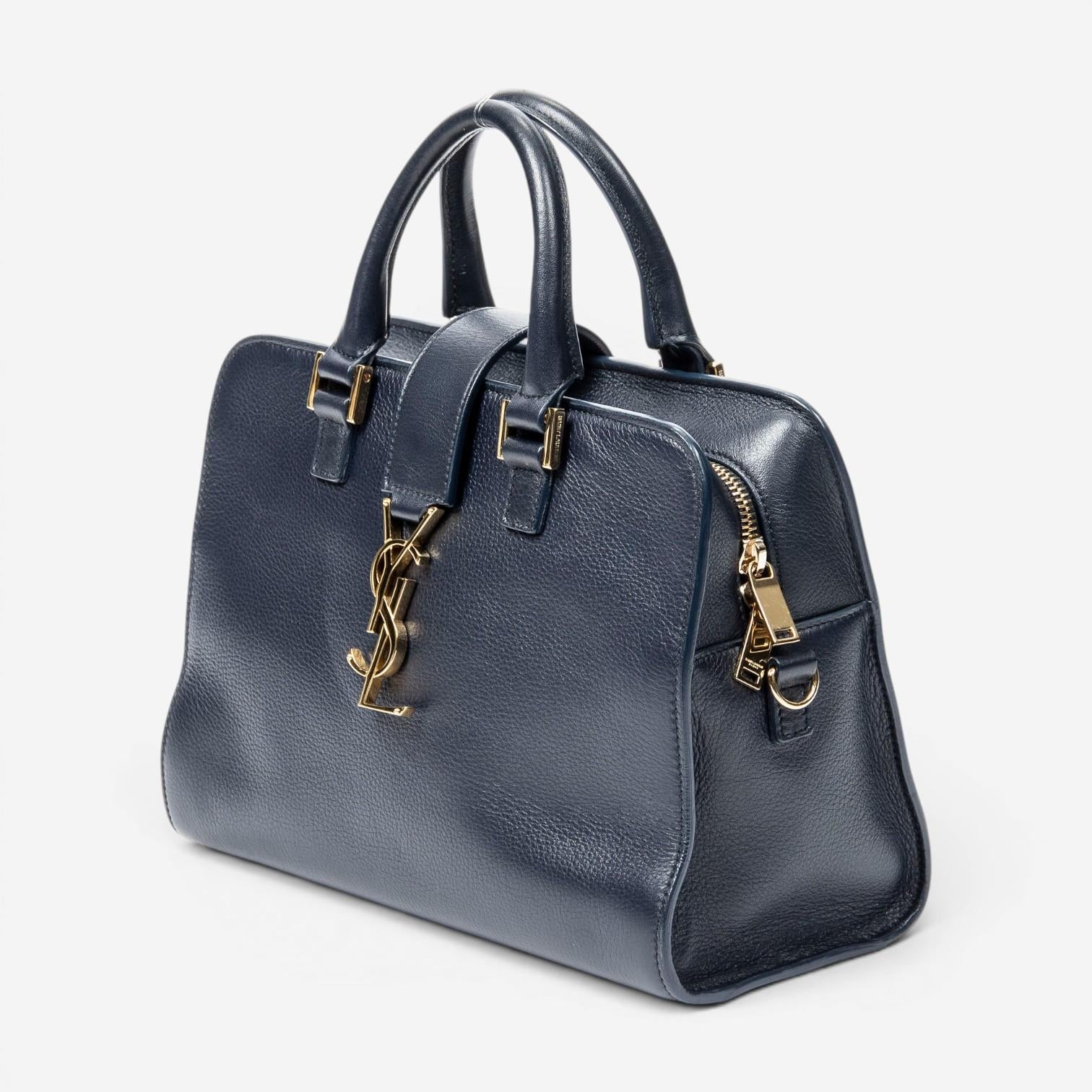 Yves Saint Laurent Monogram Cabas Baby Navy Calfskin Leather Tote Bag ABB2034 — view 2