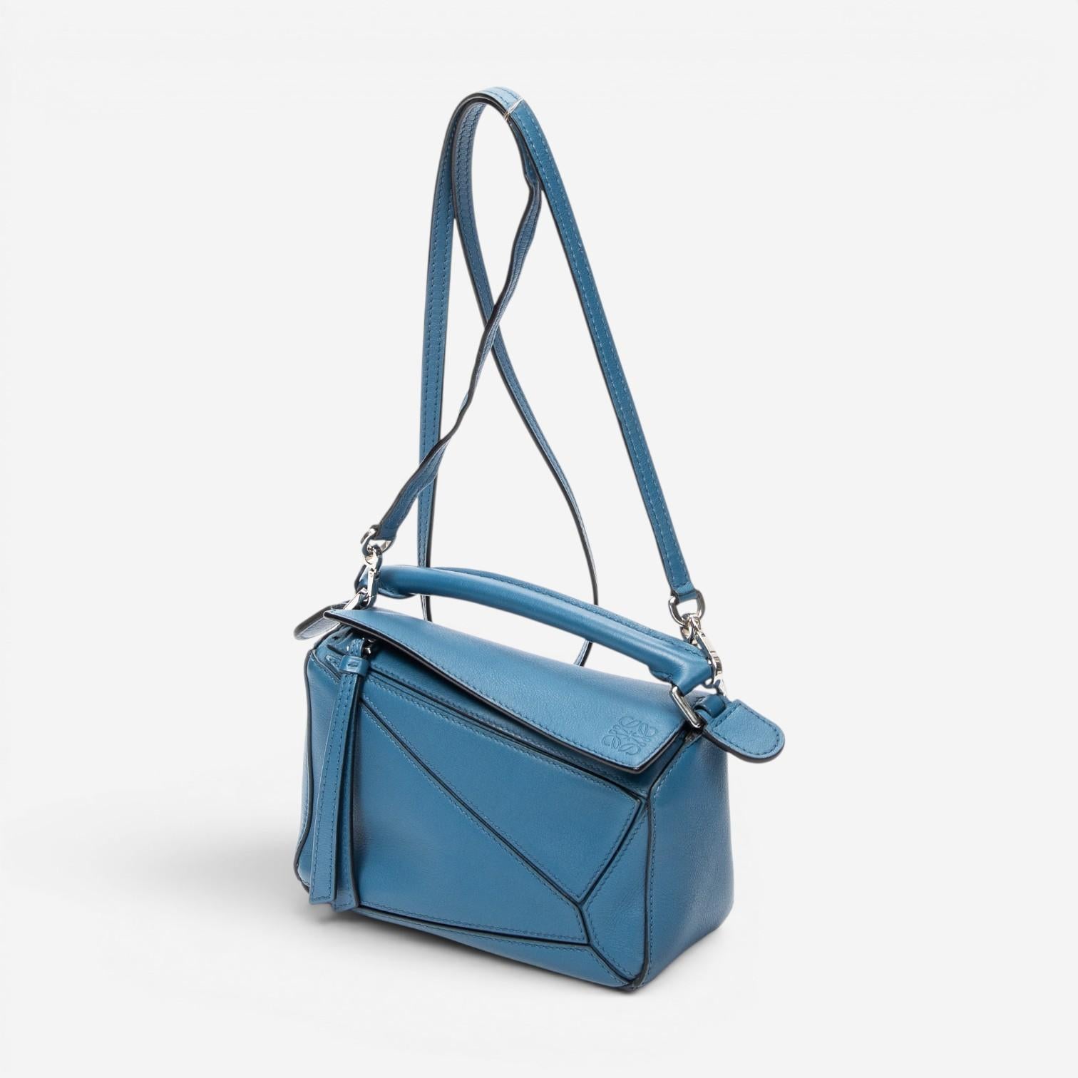 Loewe Mini Puzzle Blue Calfskin Leather Crossbody Bag ABC6674 — view 2