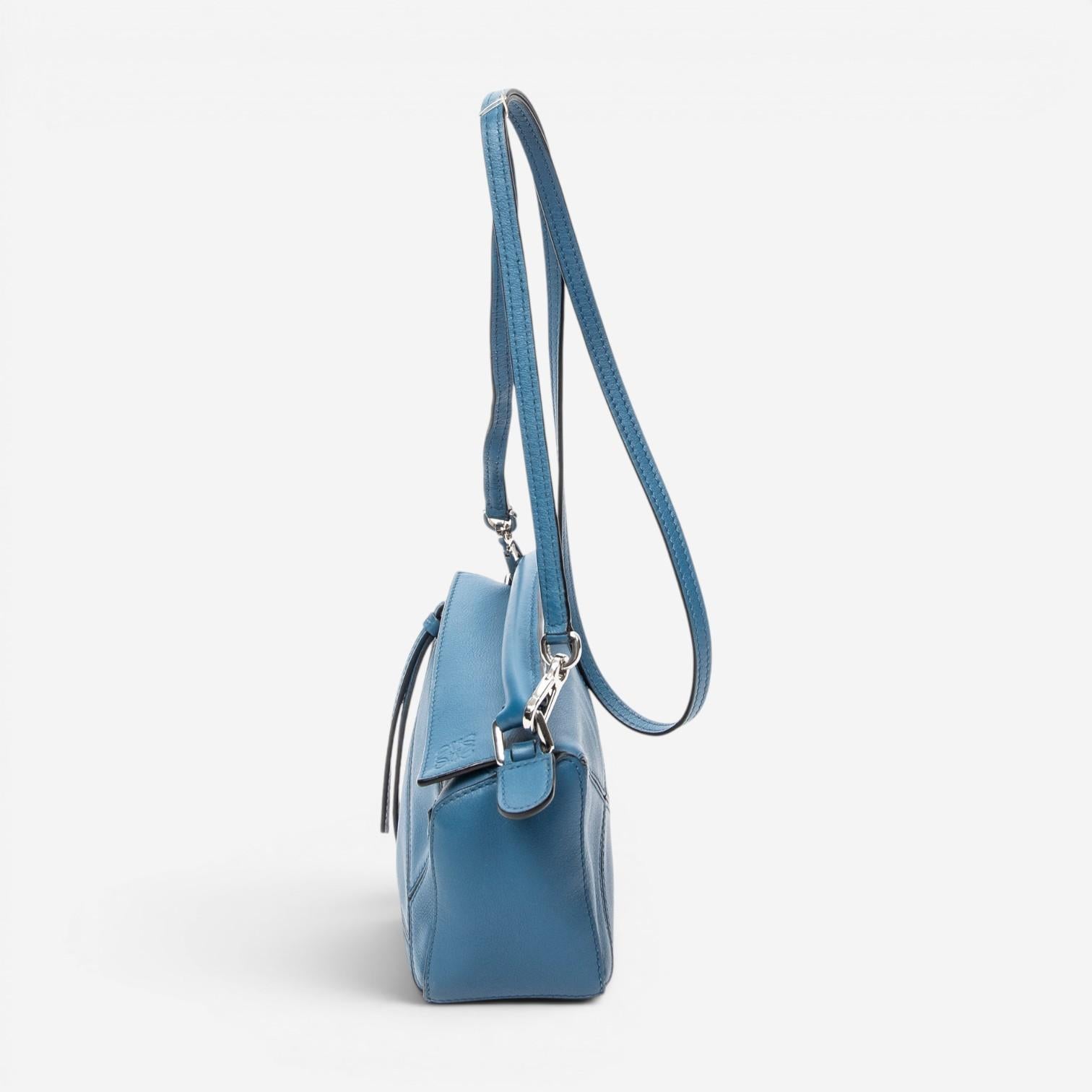 Loewe Mini Puzzle Blue Calfskin Leather Crossbody Bag ABC6674 — view 3