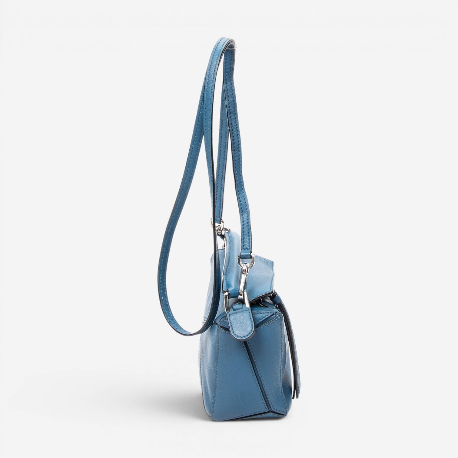 Loewe Mini Puzzle Blue Calfskin Leather Crossbody Bag ABC6674 — view 4