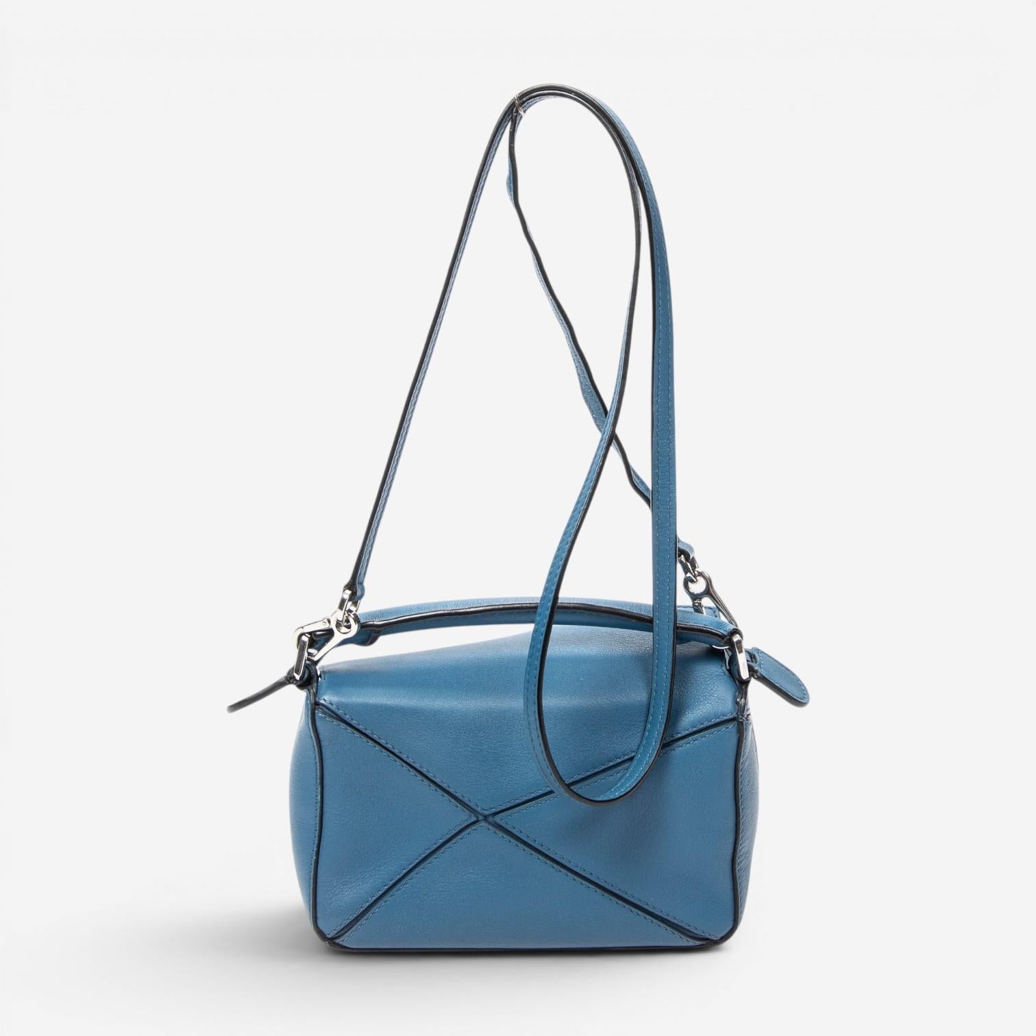 Loewe Mini Puzzle Blue Calfskin Leather Crossbody Bag ABC6674 — view 5