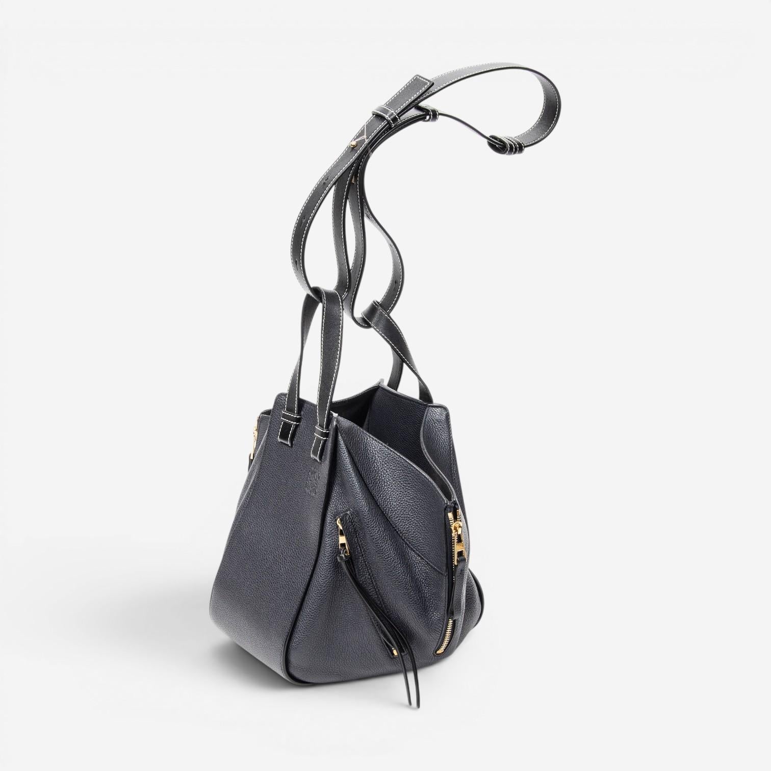 Loewe Hammock Small Navy Grained Calfskin Leather Shoulder Bag ABC4082 — view 3