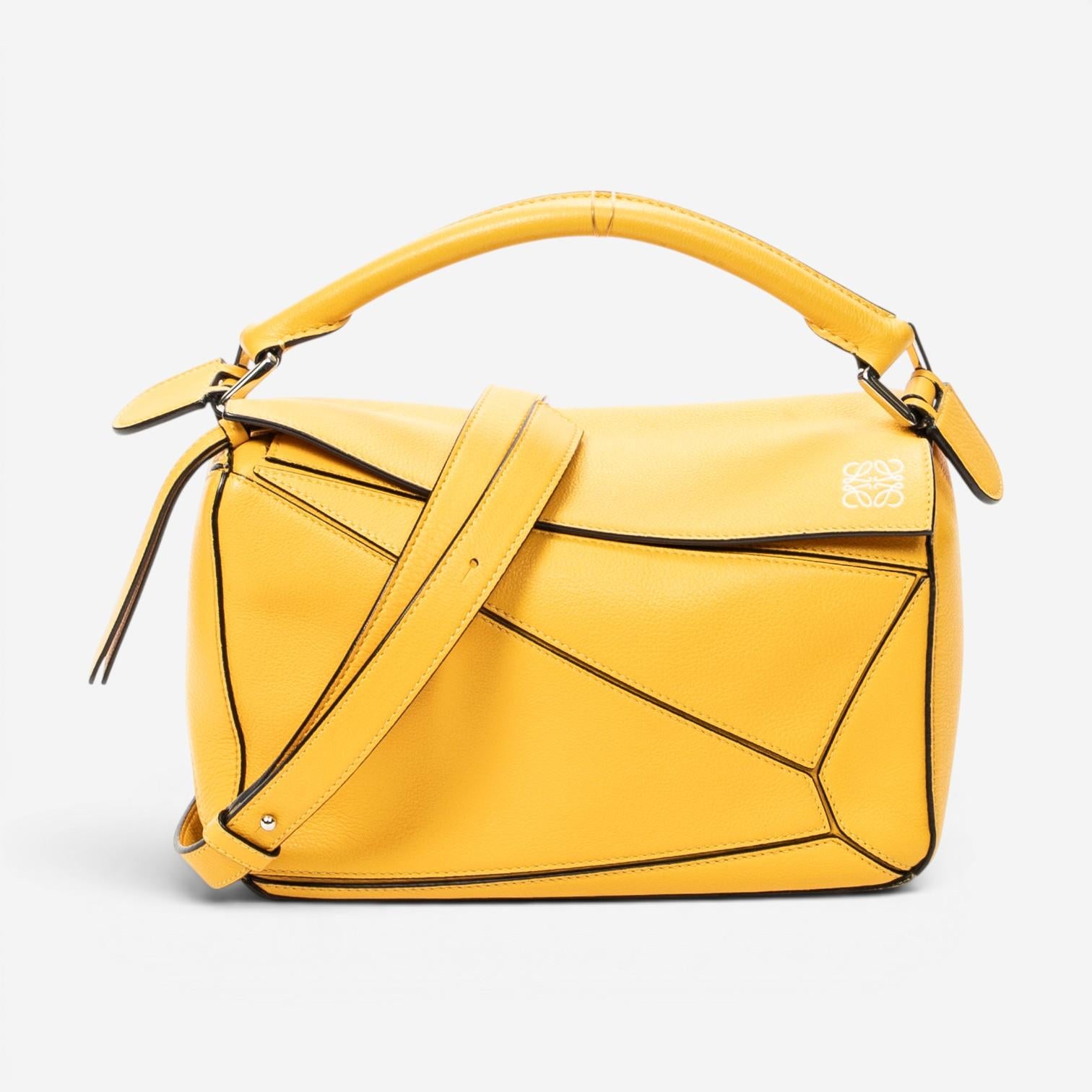 Loewe Puzzle Small Yellow Calfskin Leather Crossbody Bag ABC7407