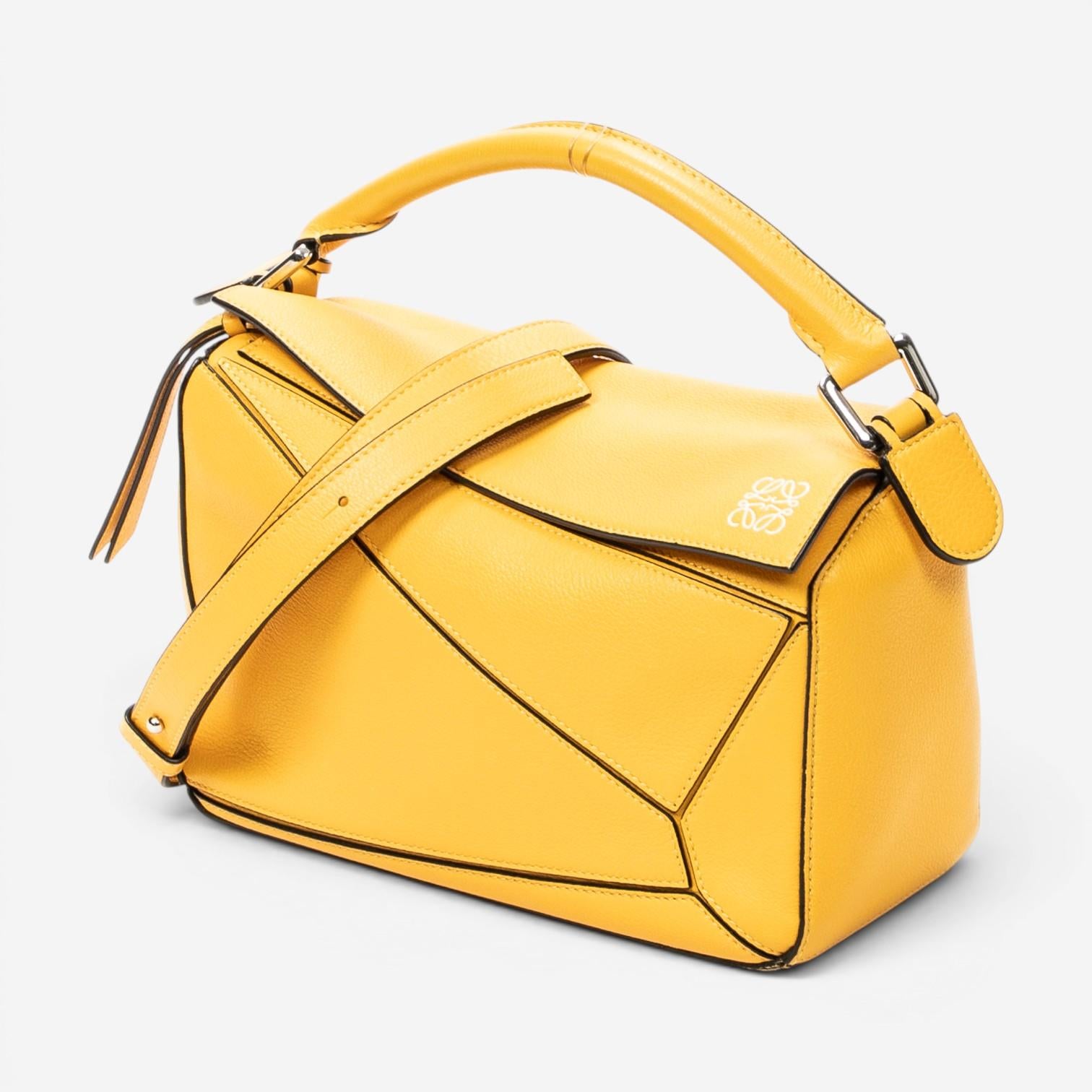 Loewe Puzzle Small Yellow Calfskin Leather Crossbody Bag ABC7407 — view 2