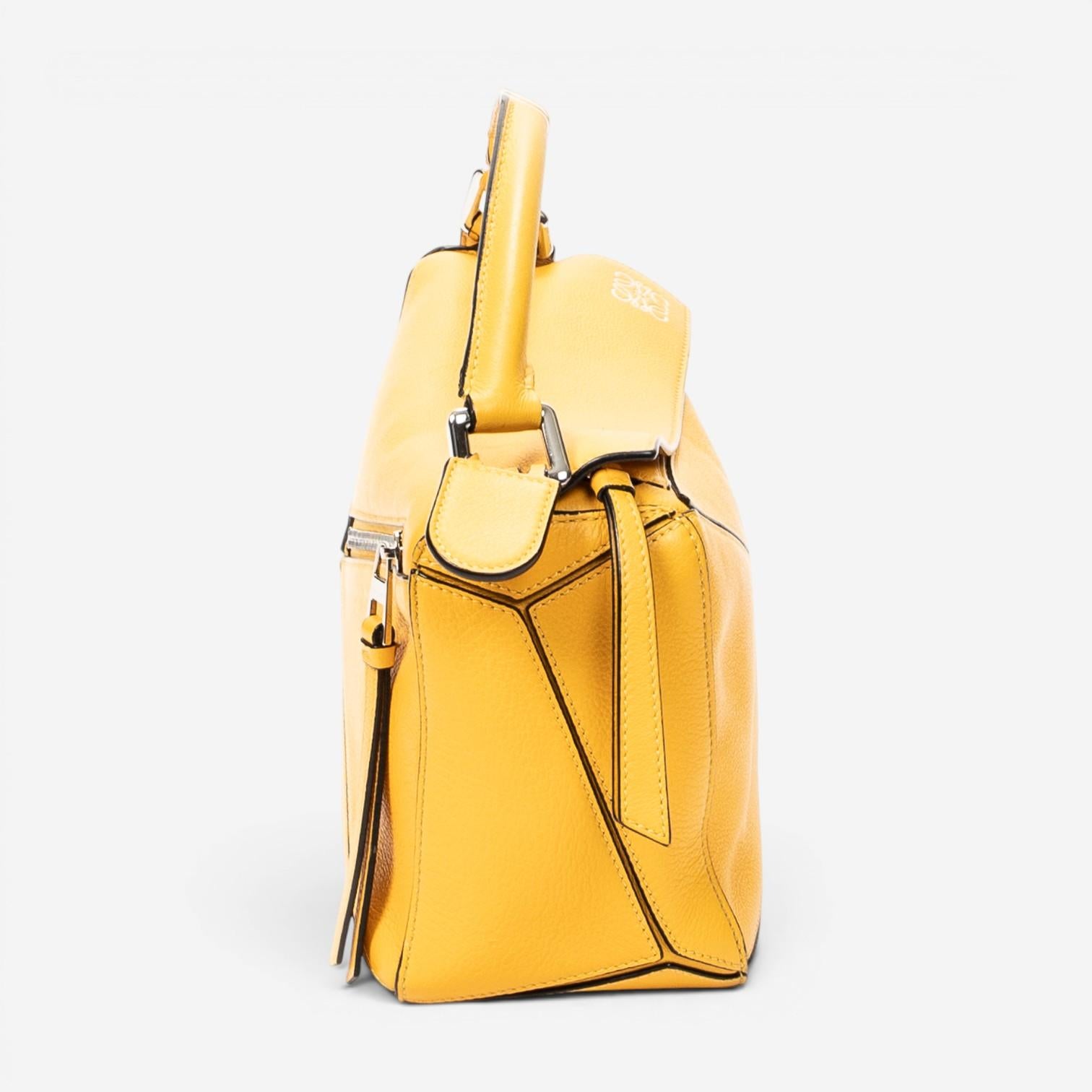 Loewe Puzzle Small Yellow Calfskin Leather Crossbody Bag ABC7407 — view 3