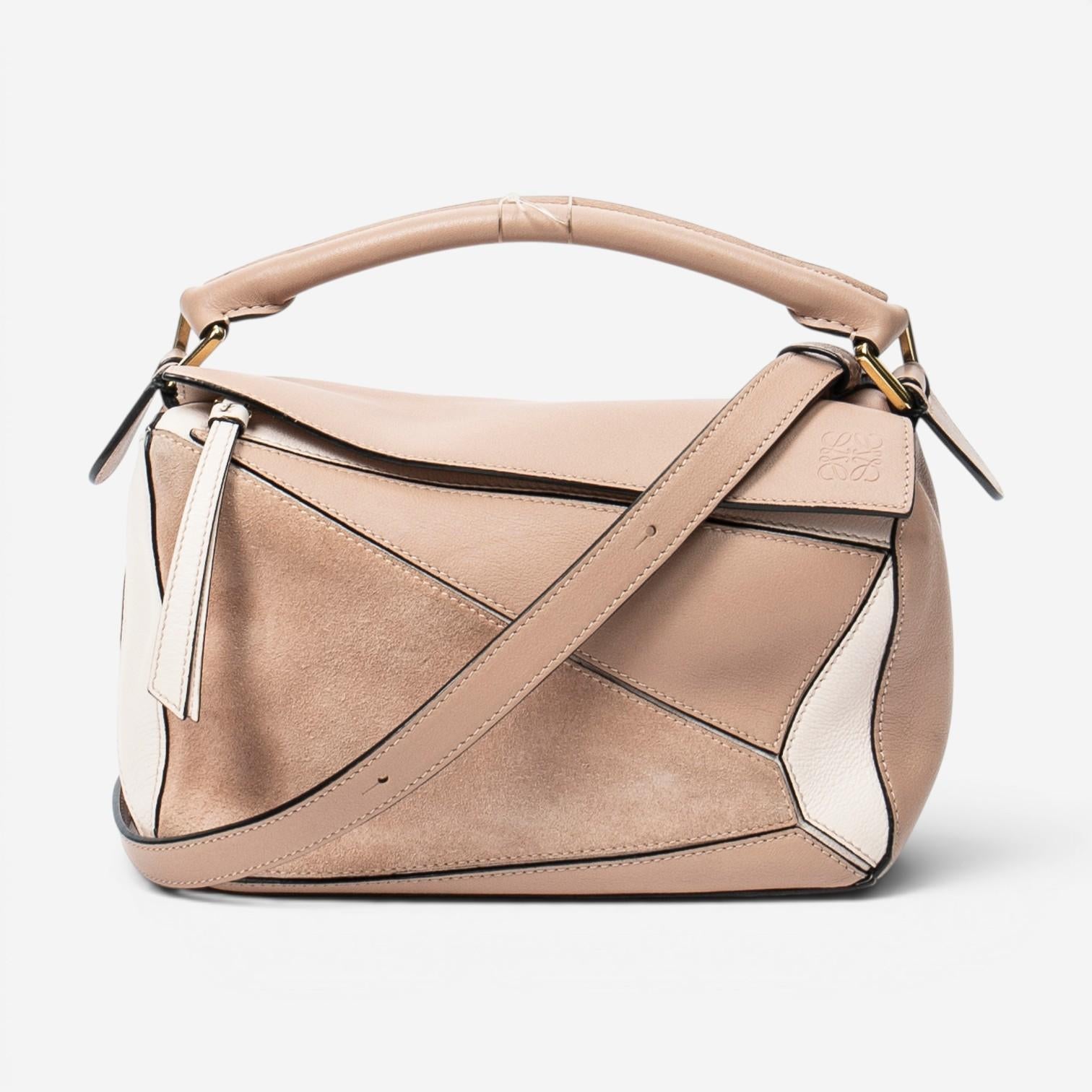 Loewe Puzzle Small Beige Calfskin Leather Crossbody Bag ABC7253