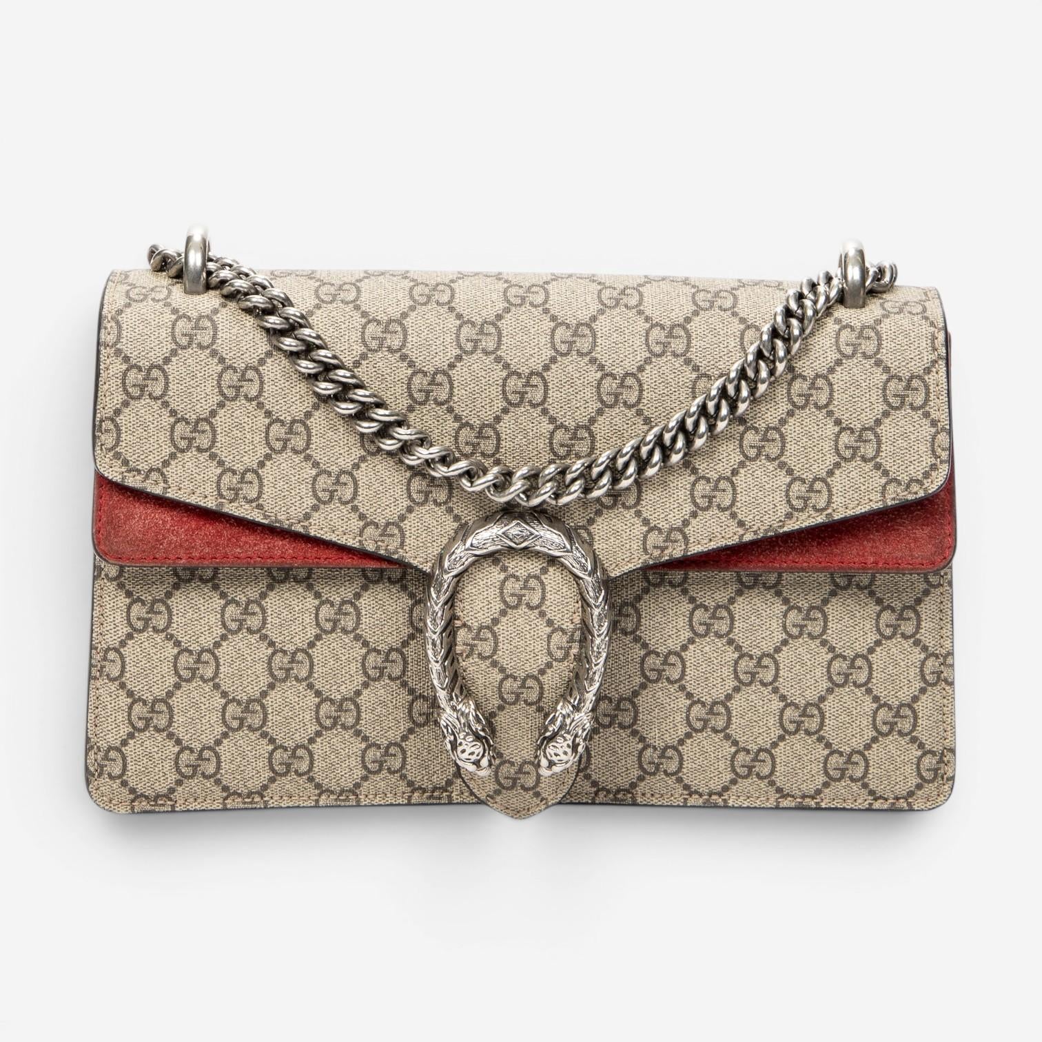 Gucci Dionysus Small Beige Supreme Coated Canvas Chain Crossbody Bag ABC8985