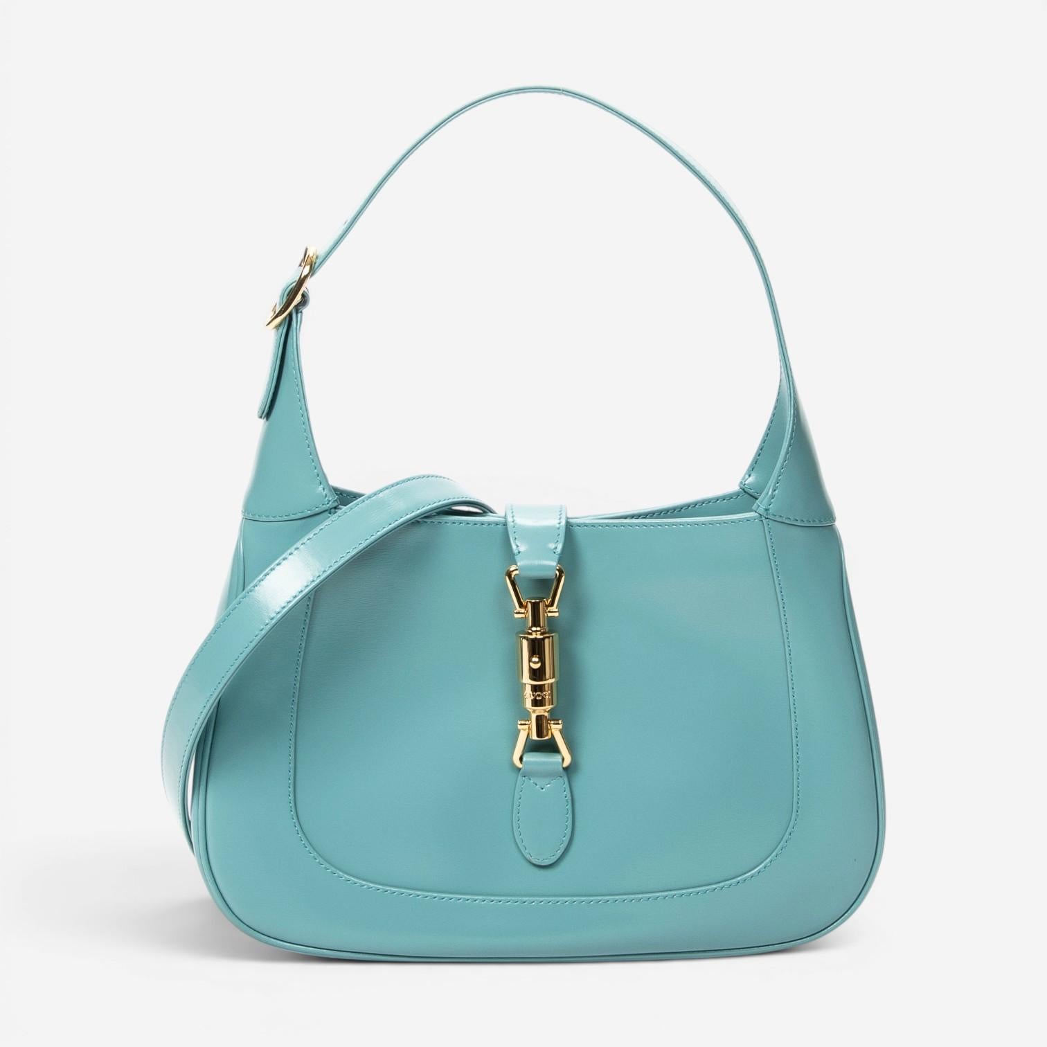 Gucci Jackie 1961 Small Light Blue Calfskin Leather Shoulder Bag ABD0110