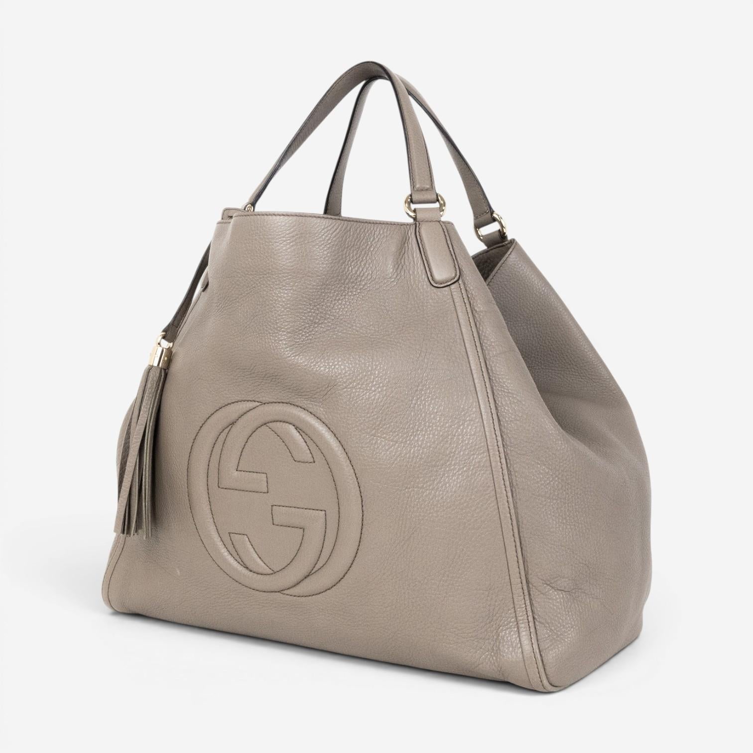 Gucci Soho Gray Grained Calfskin Leather Hobo Bag GTA0654 — view 2
