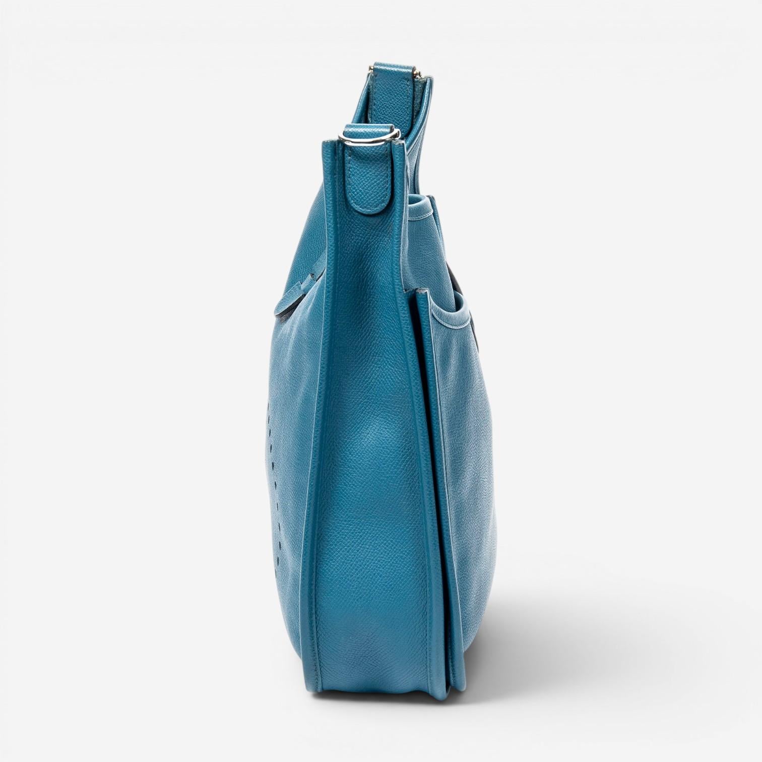 Hermès Evelyne III PM Bleu Colvert Epsom Leather Crossbody Bag ABA8405 — view 3