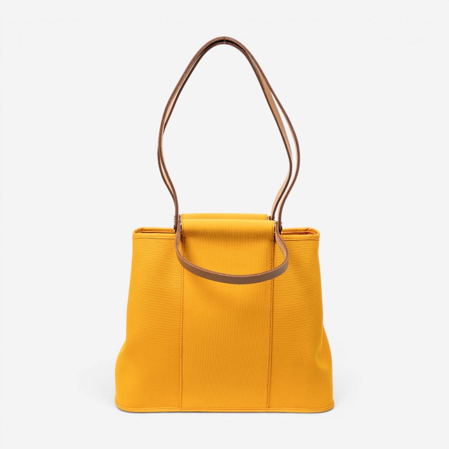Hermès Cabag Elan Orange Toile Officier Canvas Tote Bag ABC1170