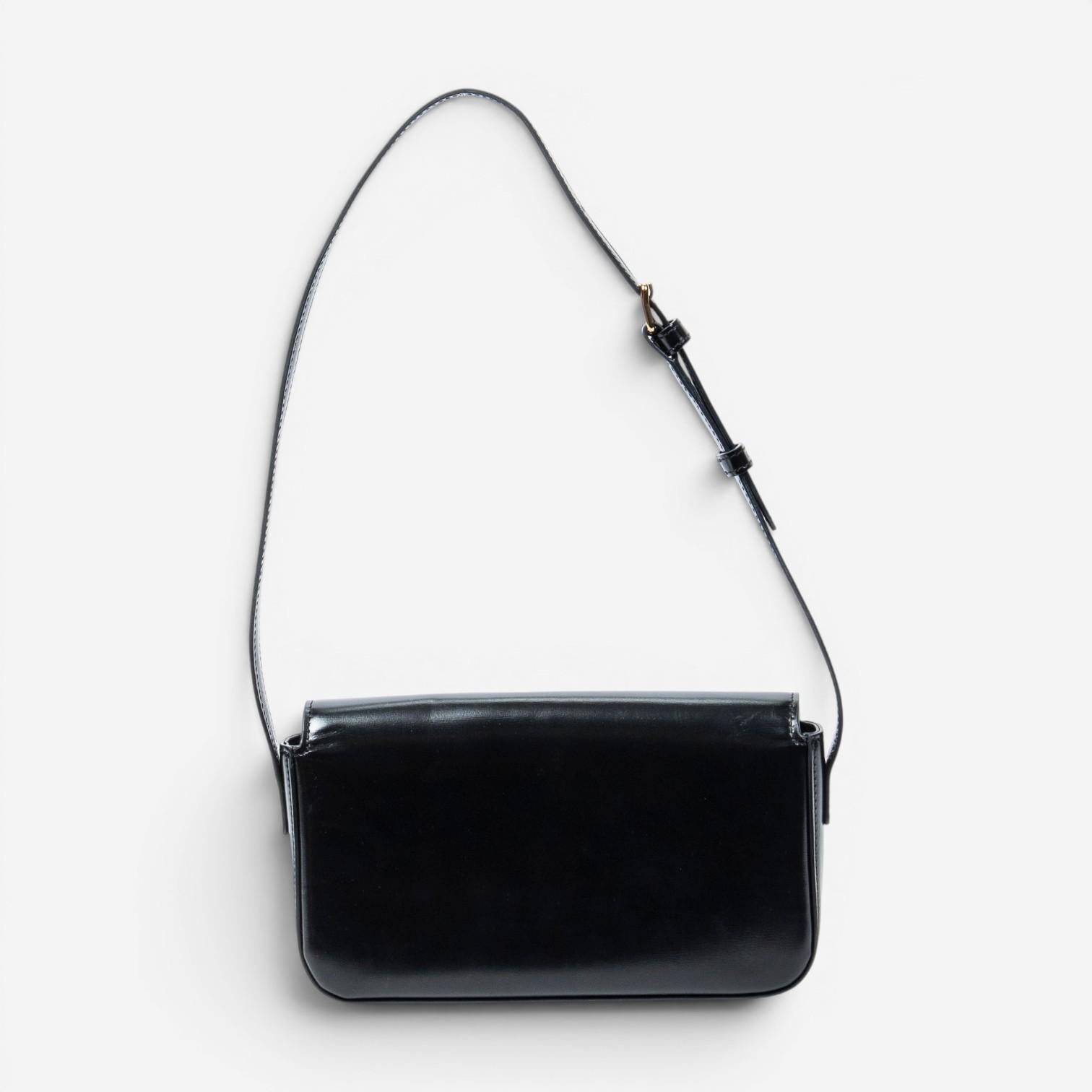 Celine Claude Black Smooth Calfskin Leather Shoulder Bag ABC8336 — view 5