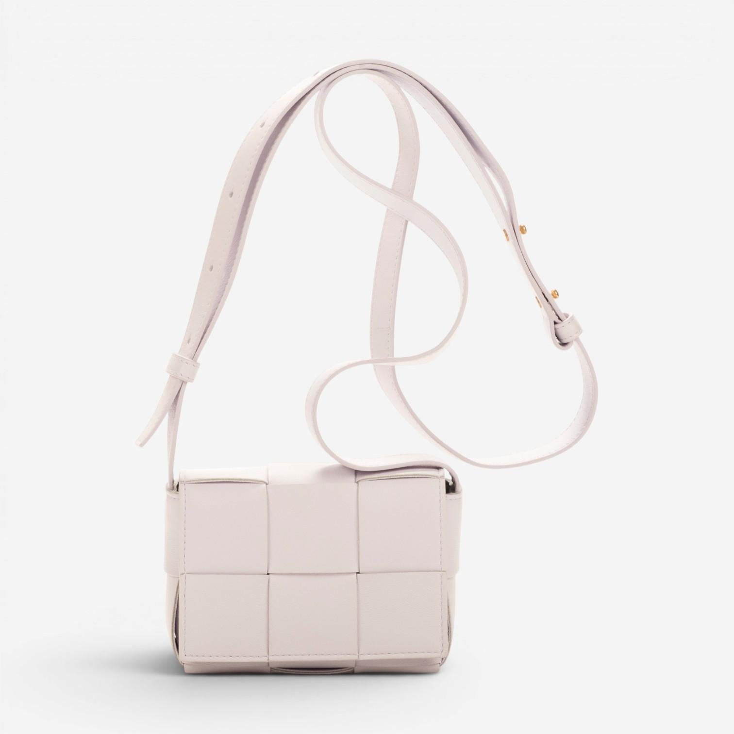 Bottega Veneta Mini Cassette Light Lilac Intrecciato Leather Shoulder Bag EAH021
