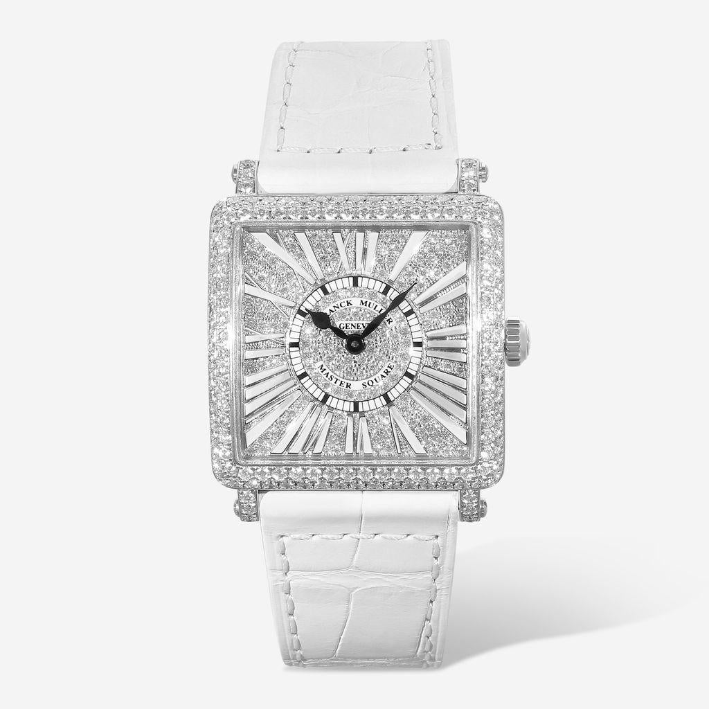 Franck Muller Master Square Relief 18K White Gold Diamond Quartz Ladies Watch 60
