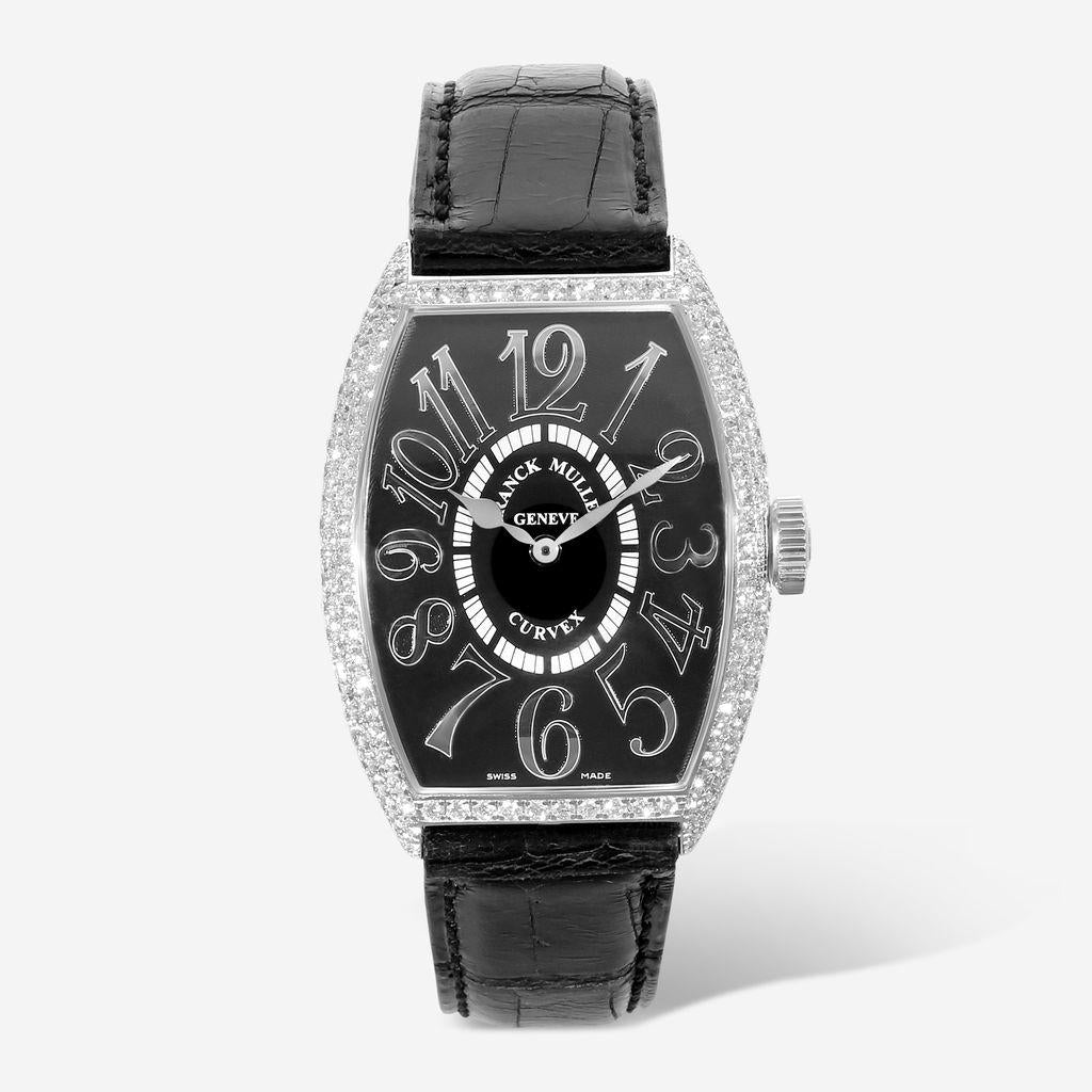 Franck Muller Cintree Curvex 18K White Gold Diamond Quartz Ladies Watch 5852QD