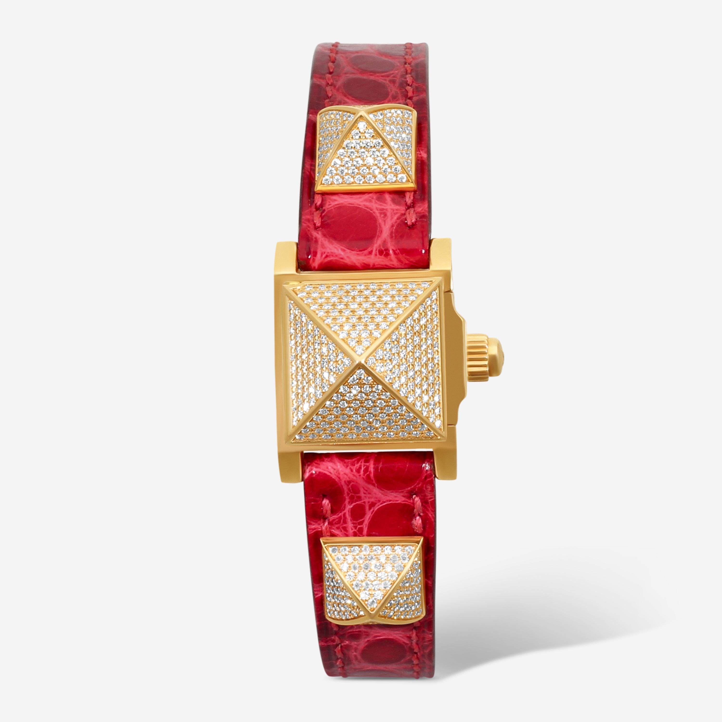 Hermès Vintage 18K Rose Gold Diamond Quartz Ladies Watch ME2.171