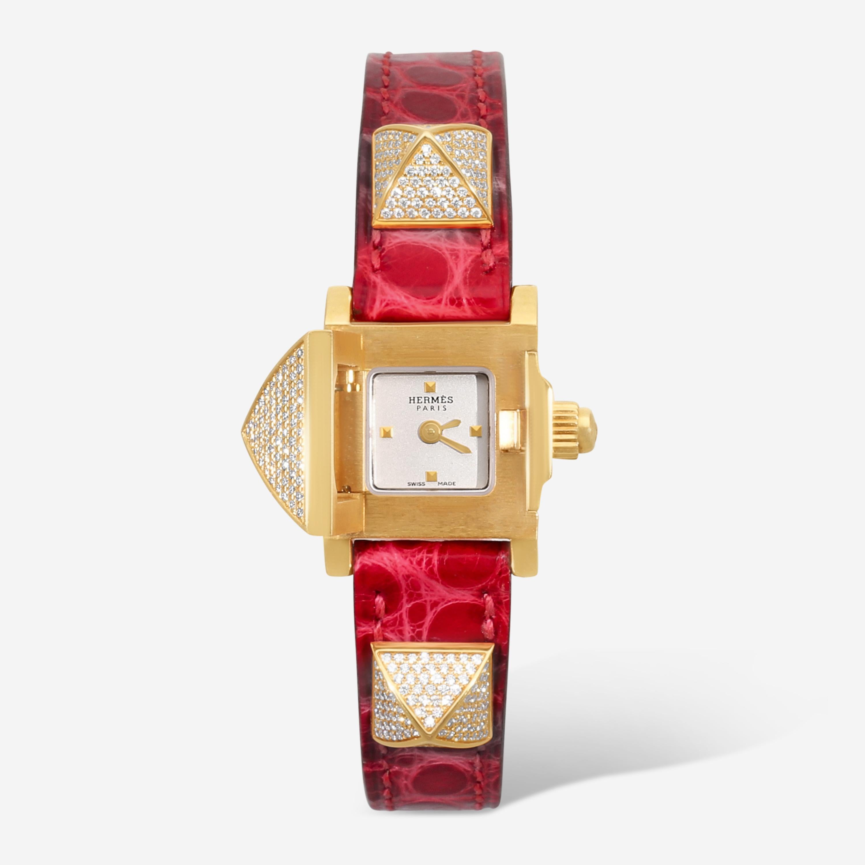 Hermès Vintage 18K Rose Gold Diamond Quartz Ladies Watch ME2.171 — view 2
