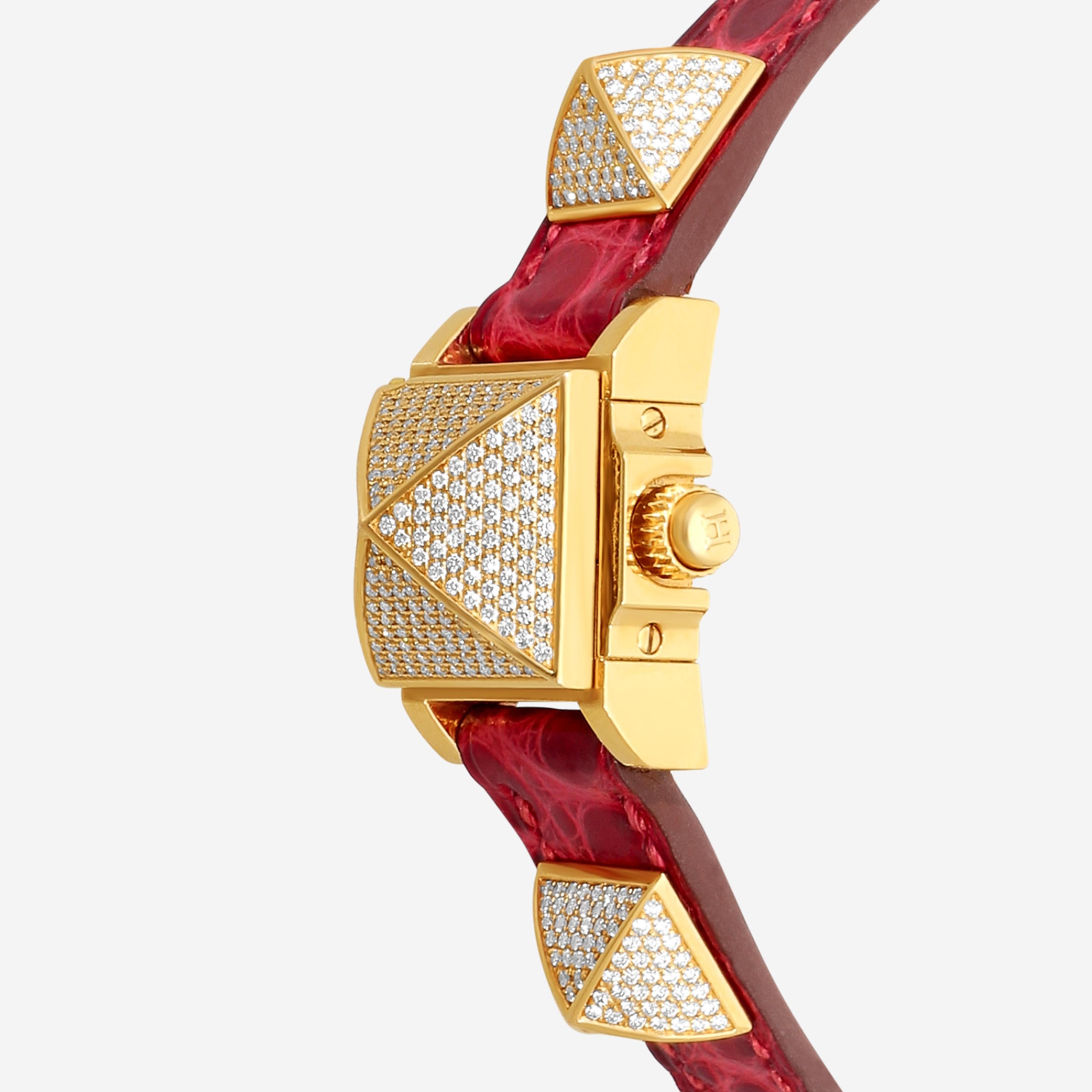 Hermès Vintage 18K Rose Gold Diamond Quartz Ladies Watch ME2.171 — view 4