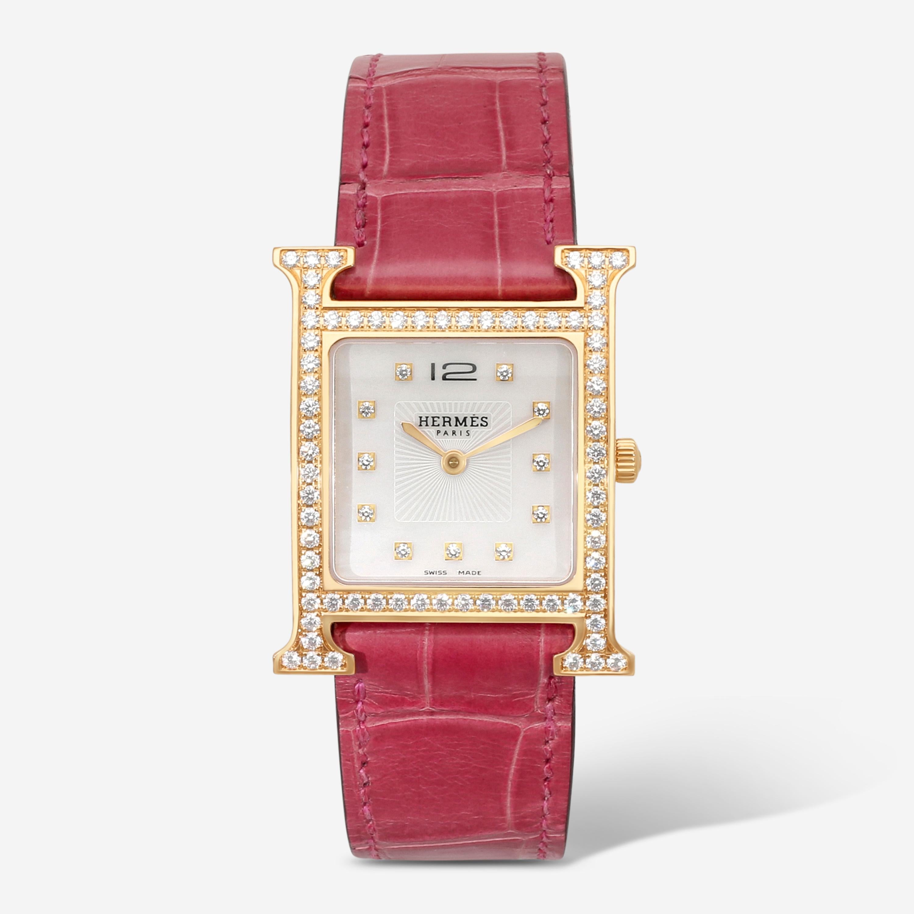 Hermès Heure H 18K Rose Gold Diamond Automatic Ladies Watch HH1.571E