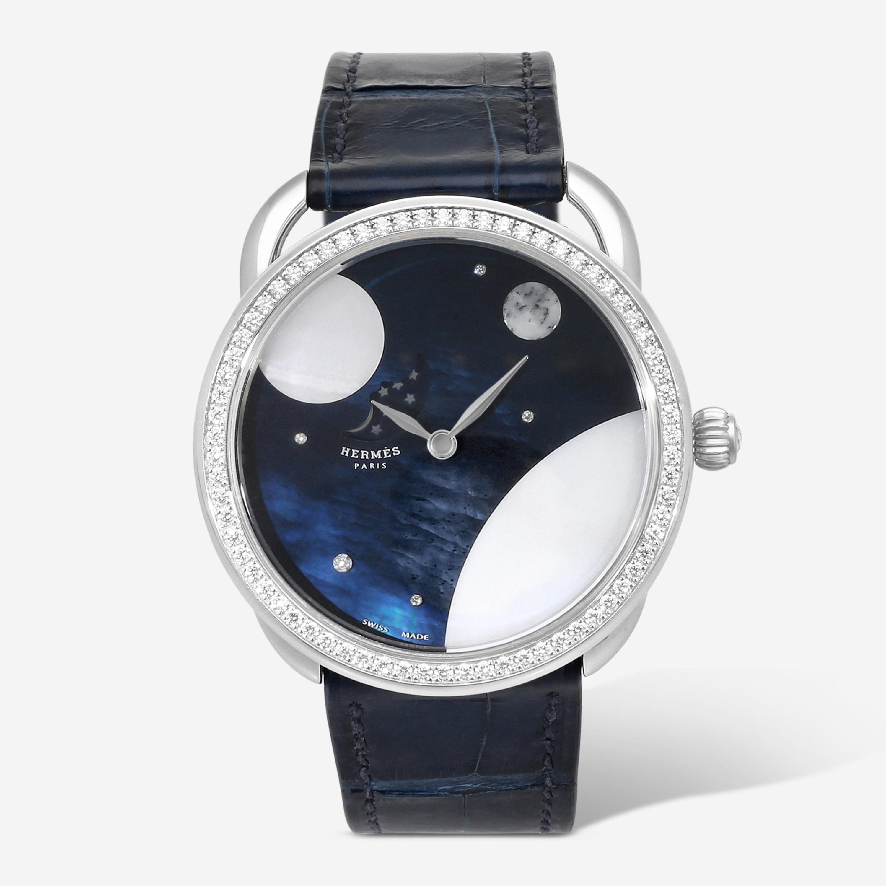 Hermès Arceau 18K White Gold Diamond Automatic Unisex Watch AR7.C93