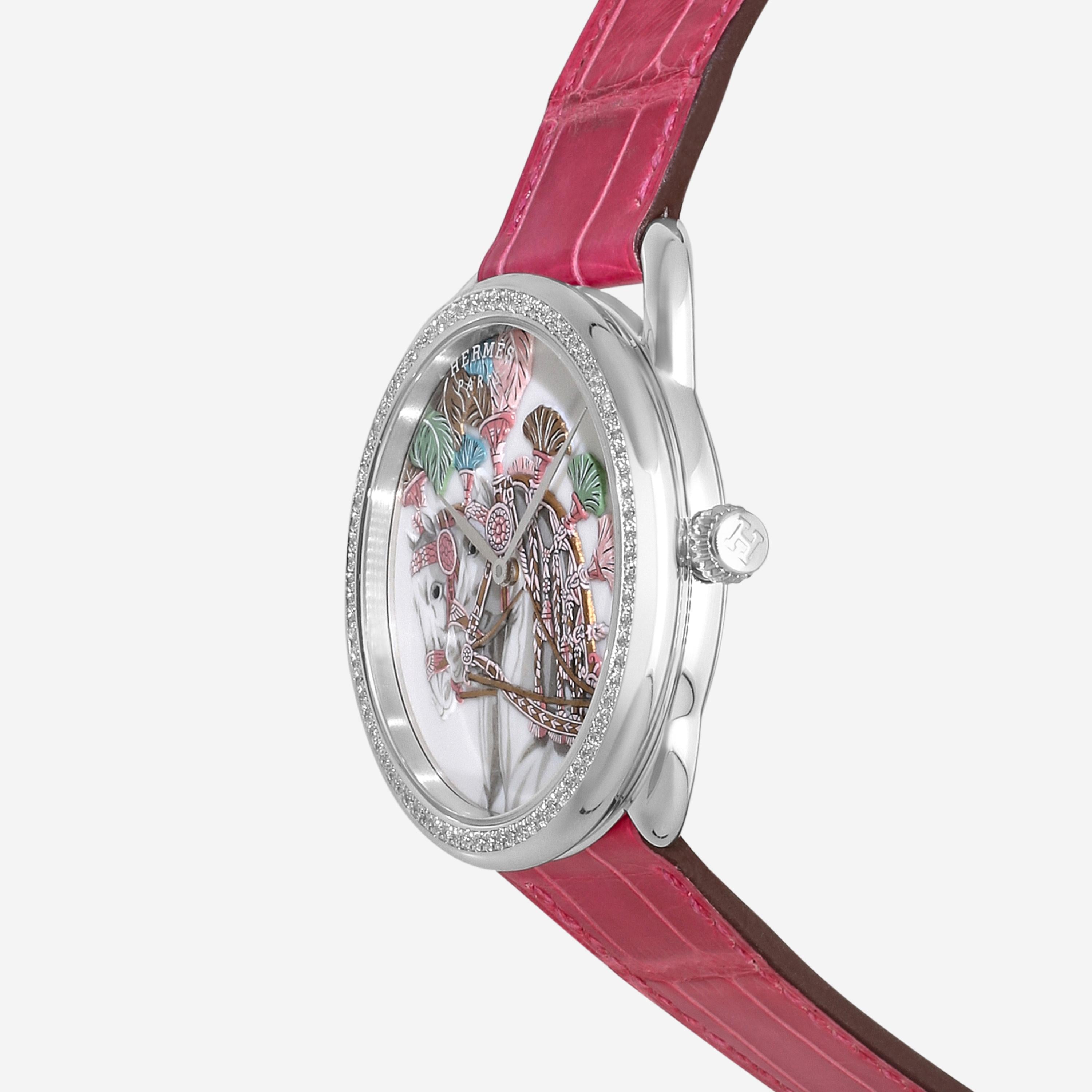 Hermès Arceau Harnais Français Remix 18K White Gold Automatic Ladies Watch 05281 — view 2