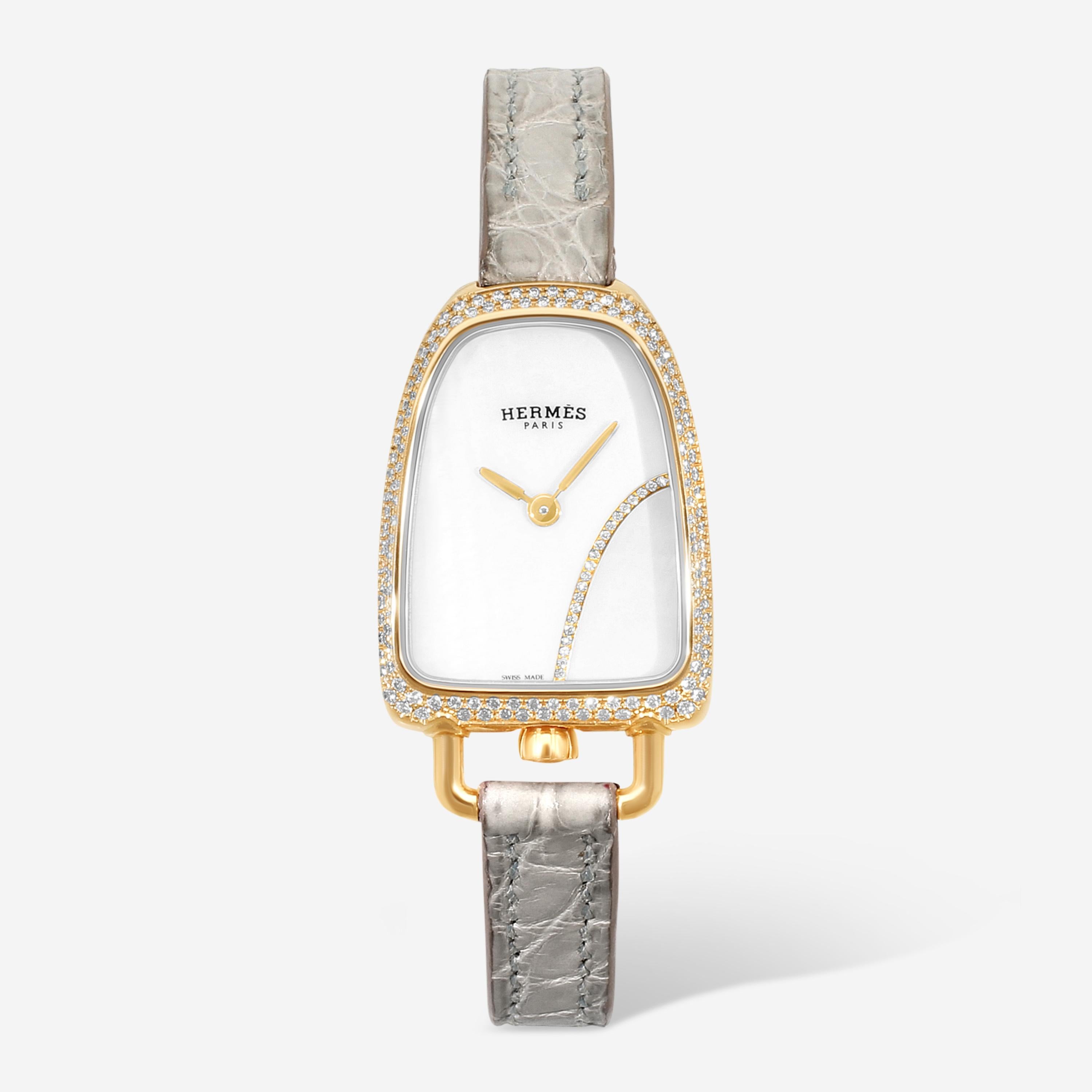 Hermès Galop d'Hermès 18K Rose Gold Diamond Quartz Ladies Watch GA1.171