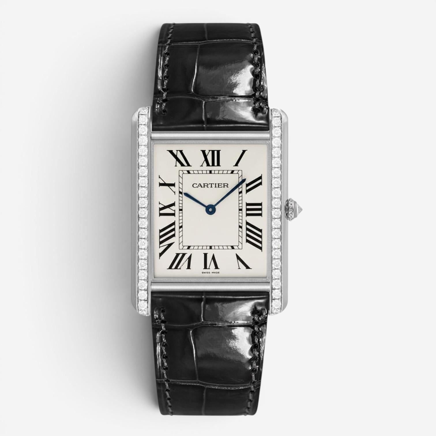 Cartier Tank Louis 18K White Gold Diamond Manual Wind Unisex Watch WT200006