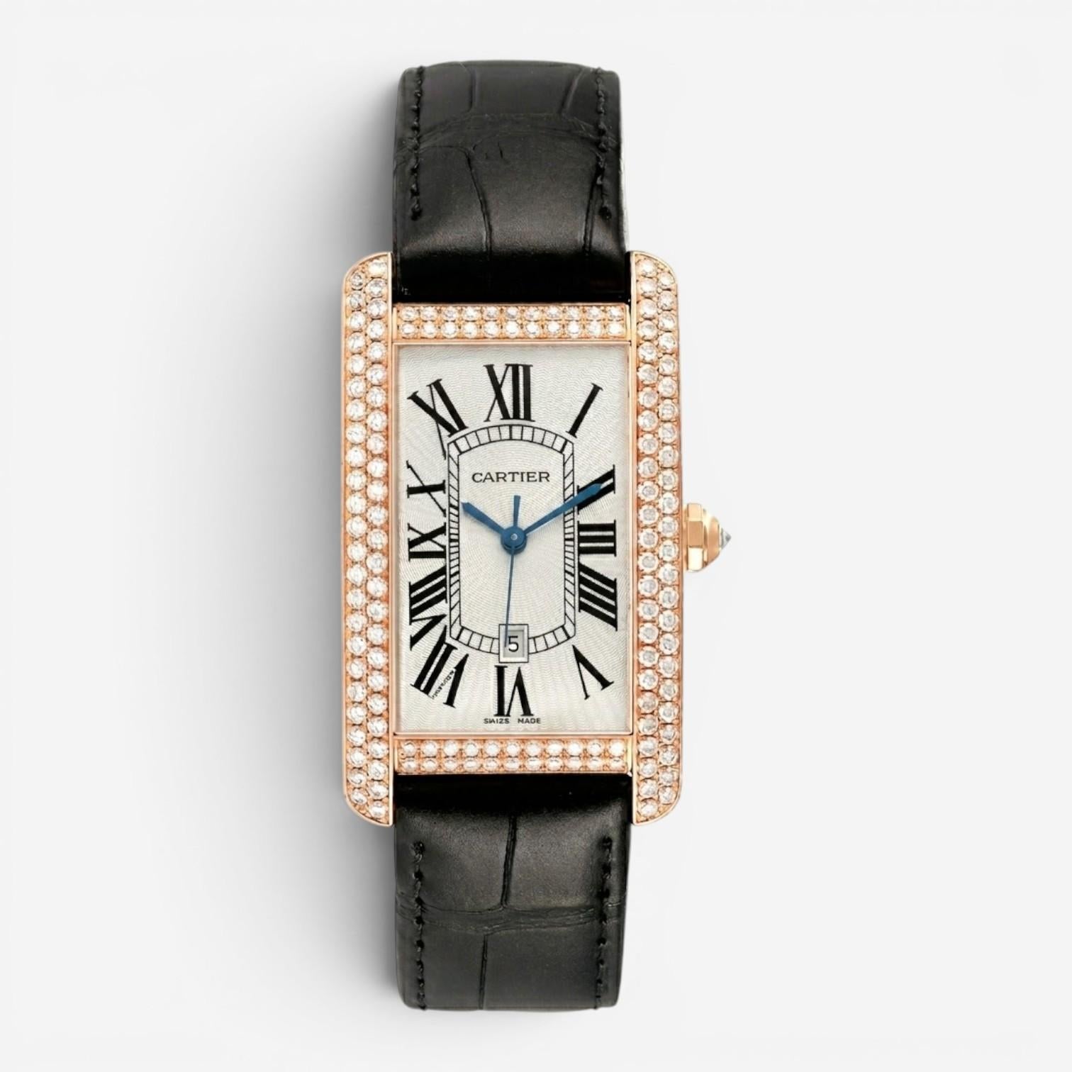 Cartier Tank Américaine 18K Rose Gold Diamond Automatic Ladies Watch WB704851