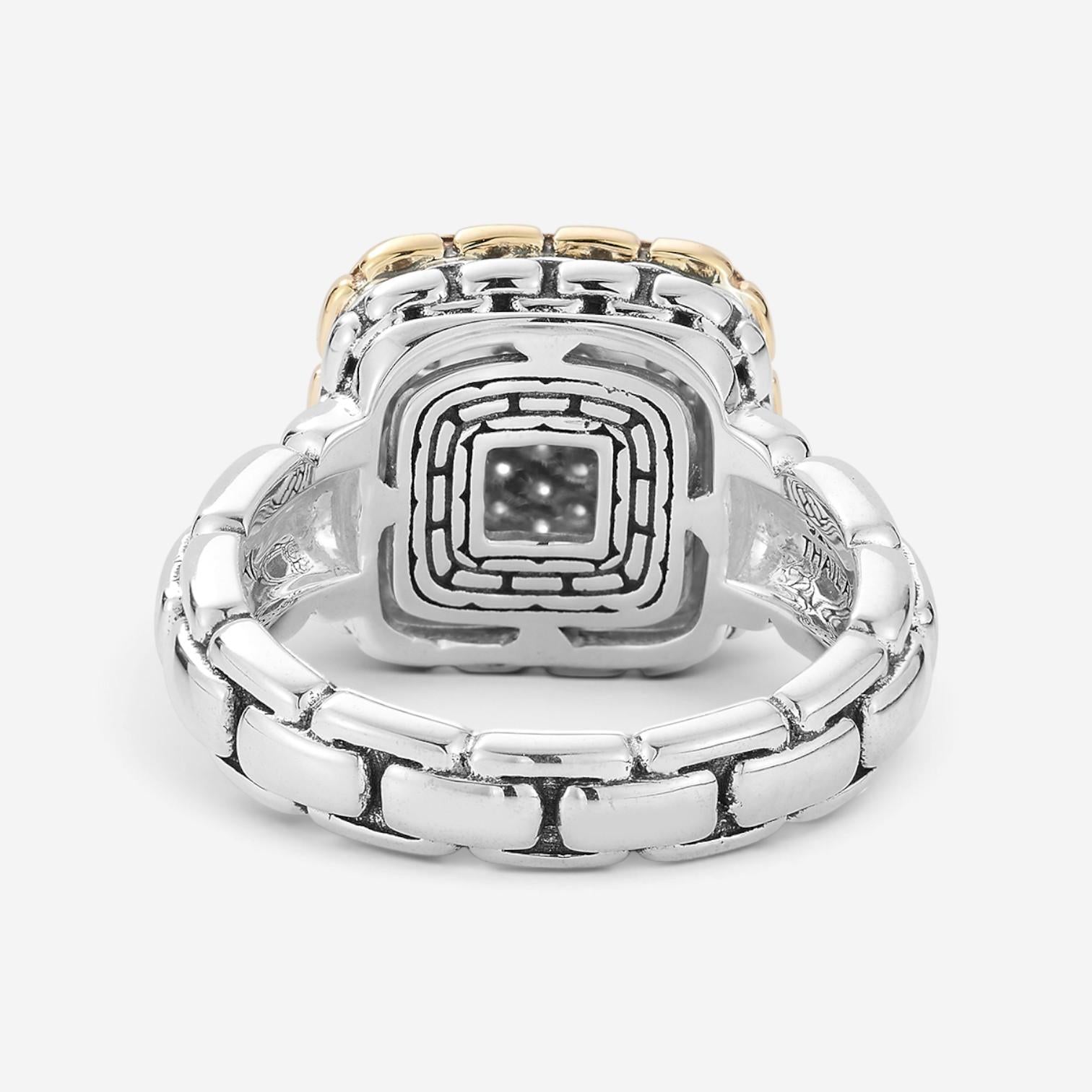 JAI Sterling Silver & 14K Yellow Gold Pave Diamond Statement Ring JJH6017RG-DI — view 4
