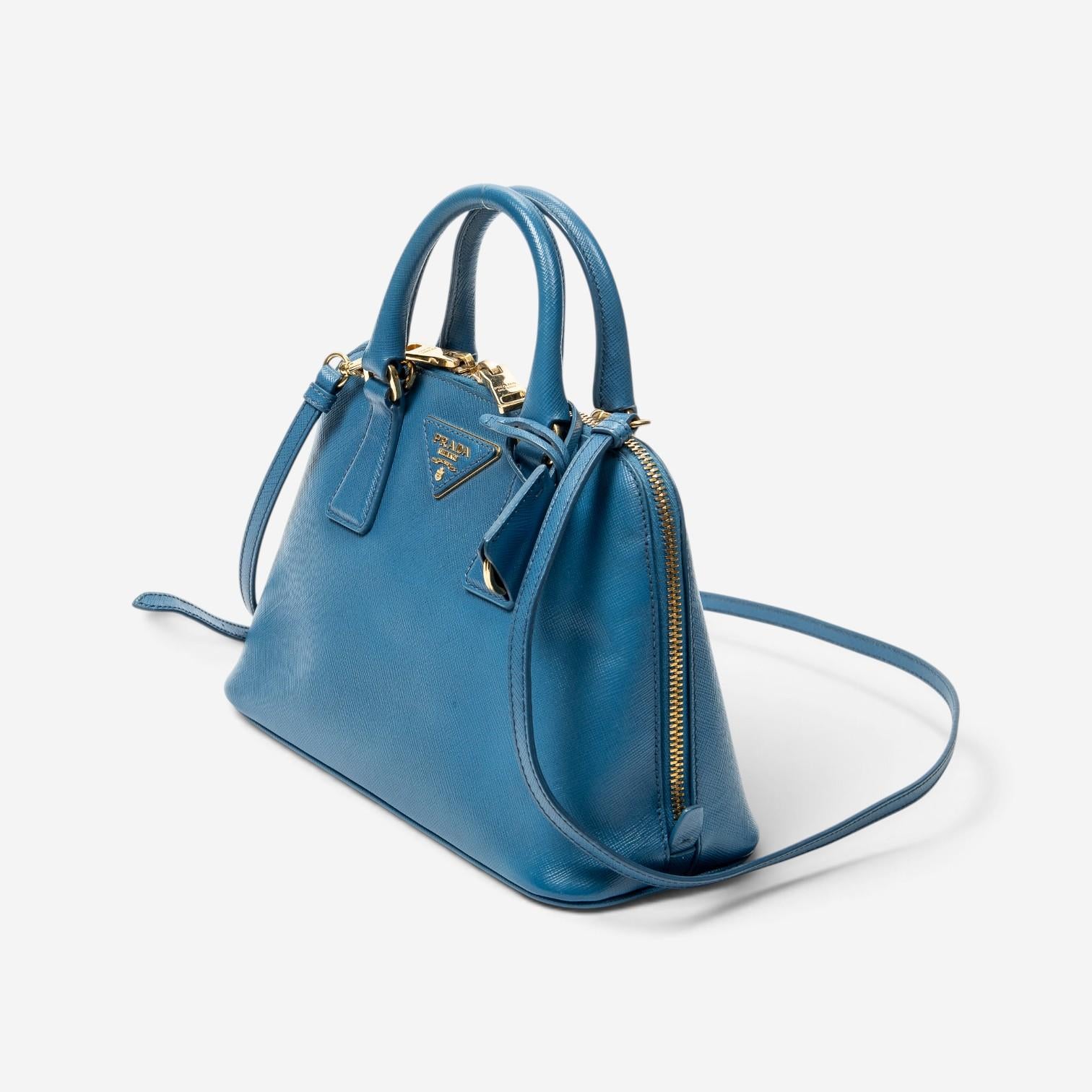 Prada Blue Saffiano Leather Small Zip Promenade Bag ABC8617 — view 2