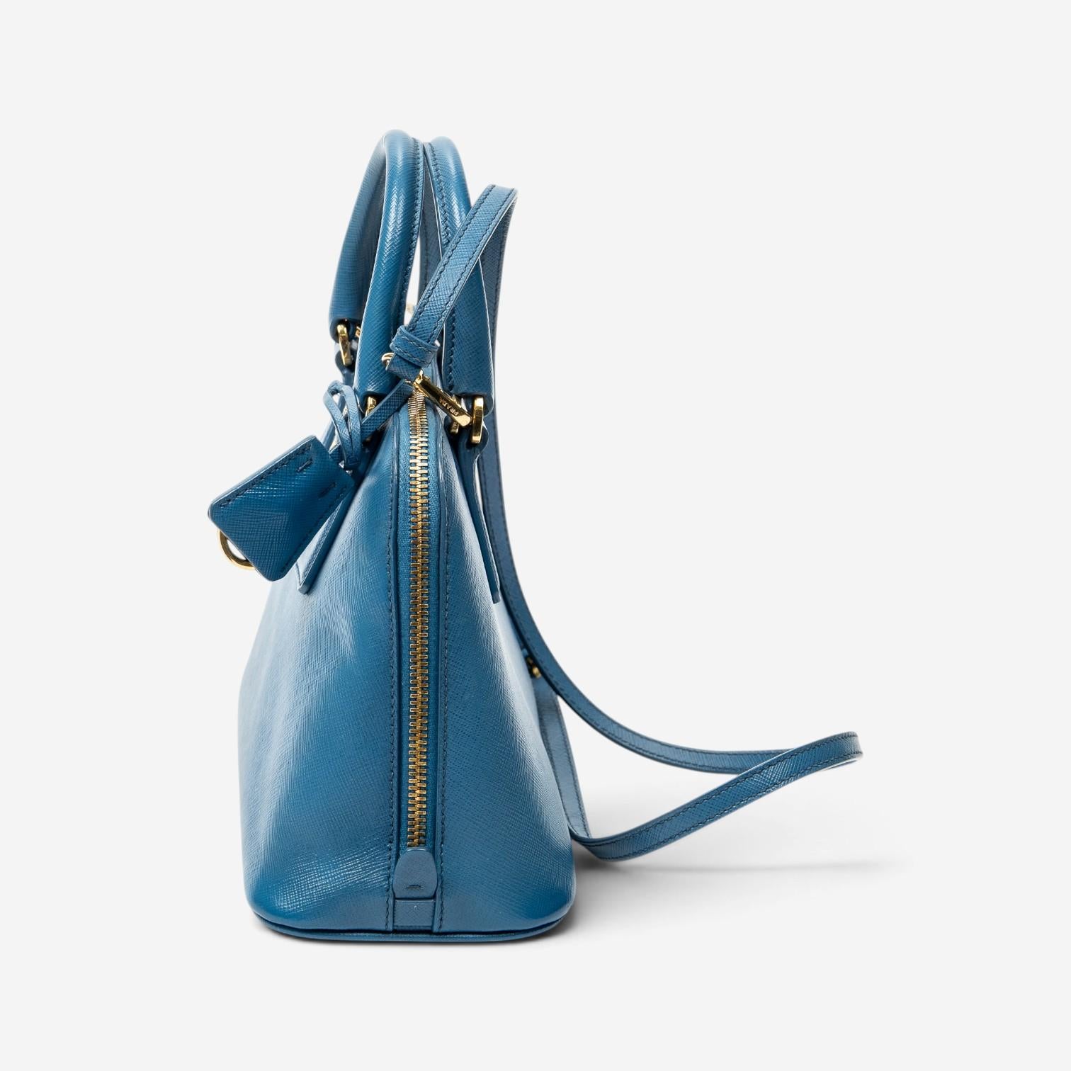 Prada Blue Saffiano Leather Small Zip Promenade Bag ABC8617 — view 4